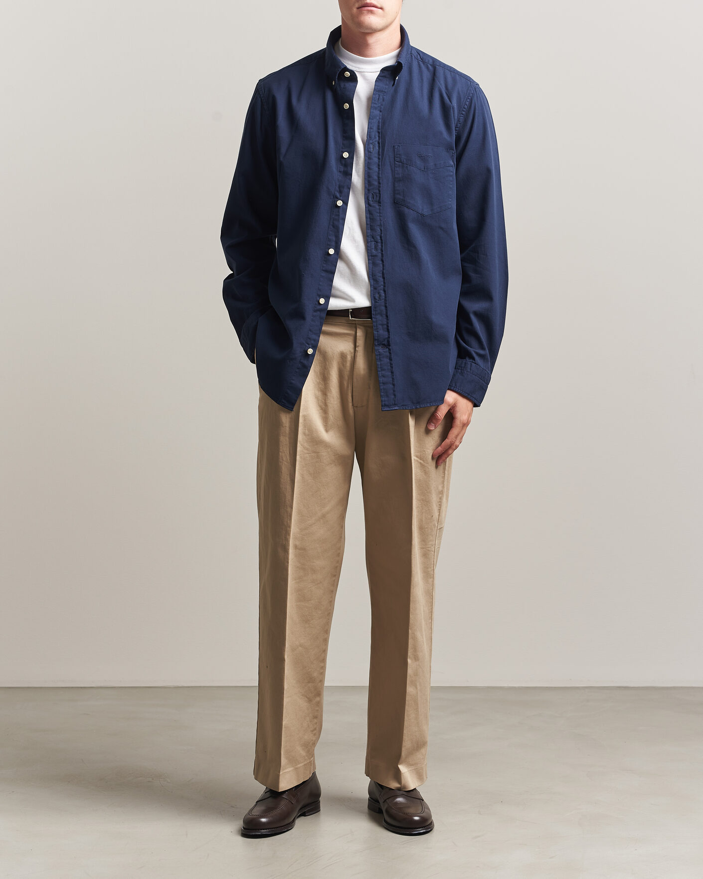 Herre | Skjorter | Gant | Regular Fit Garment Dyed Twill Shirt Evening Blue