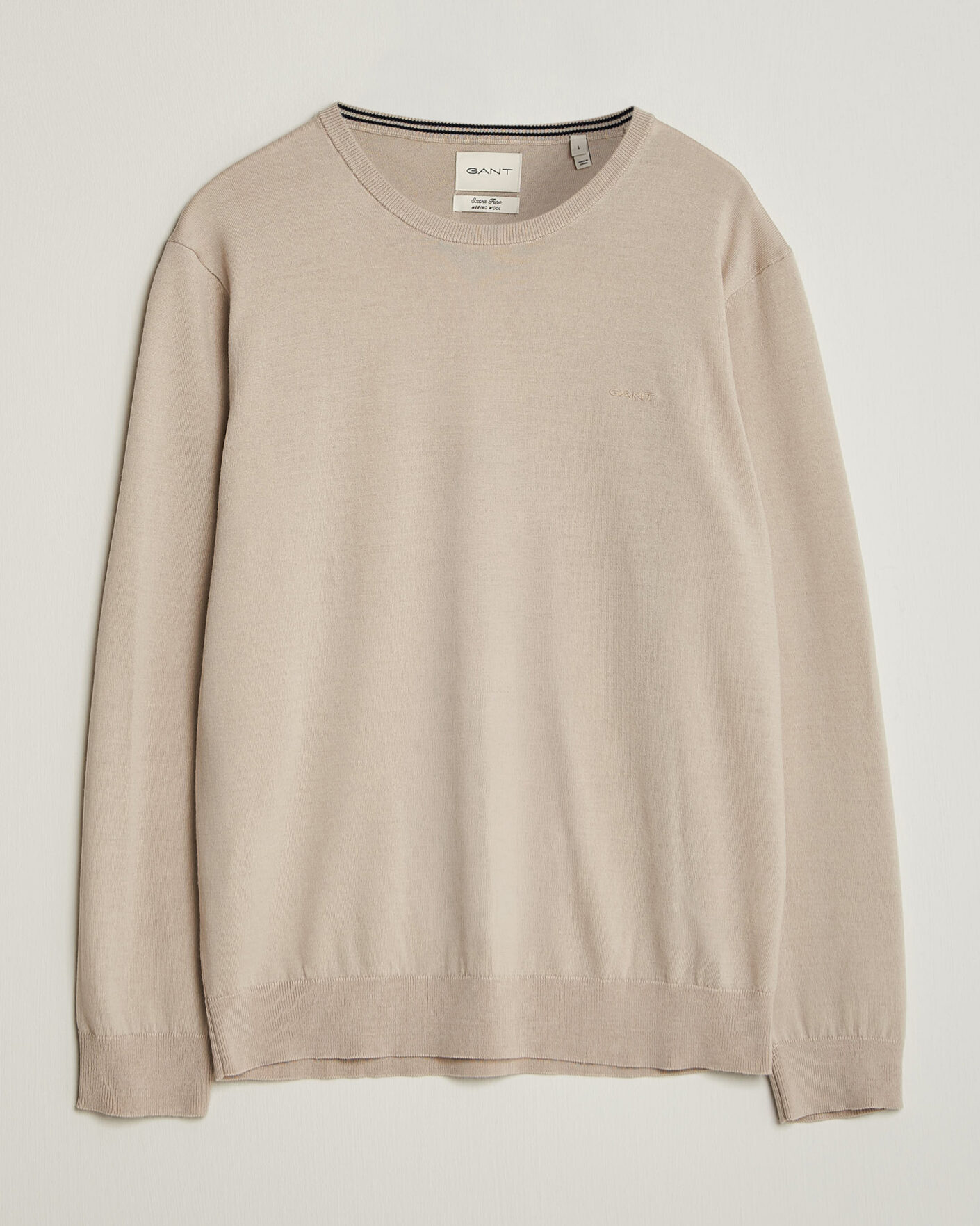 Herre | Gensere | Gant | Extrafine Merino Knitted Crew Neck Clay Beige