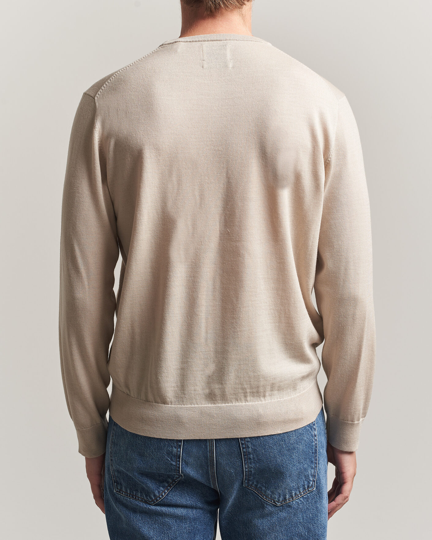 Herre | Gensere | Gant | Extrafine Merino Knitted Crew Neck Clay Beige