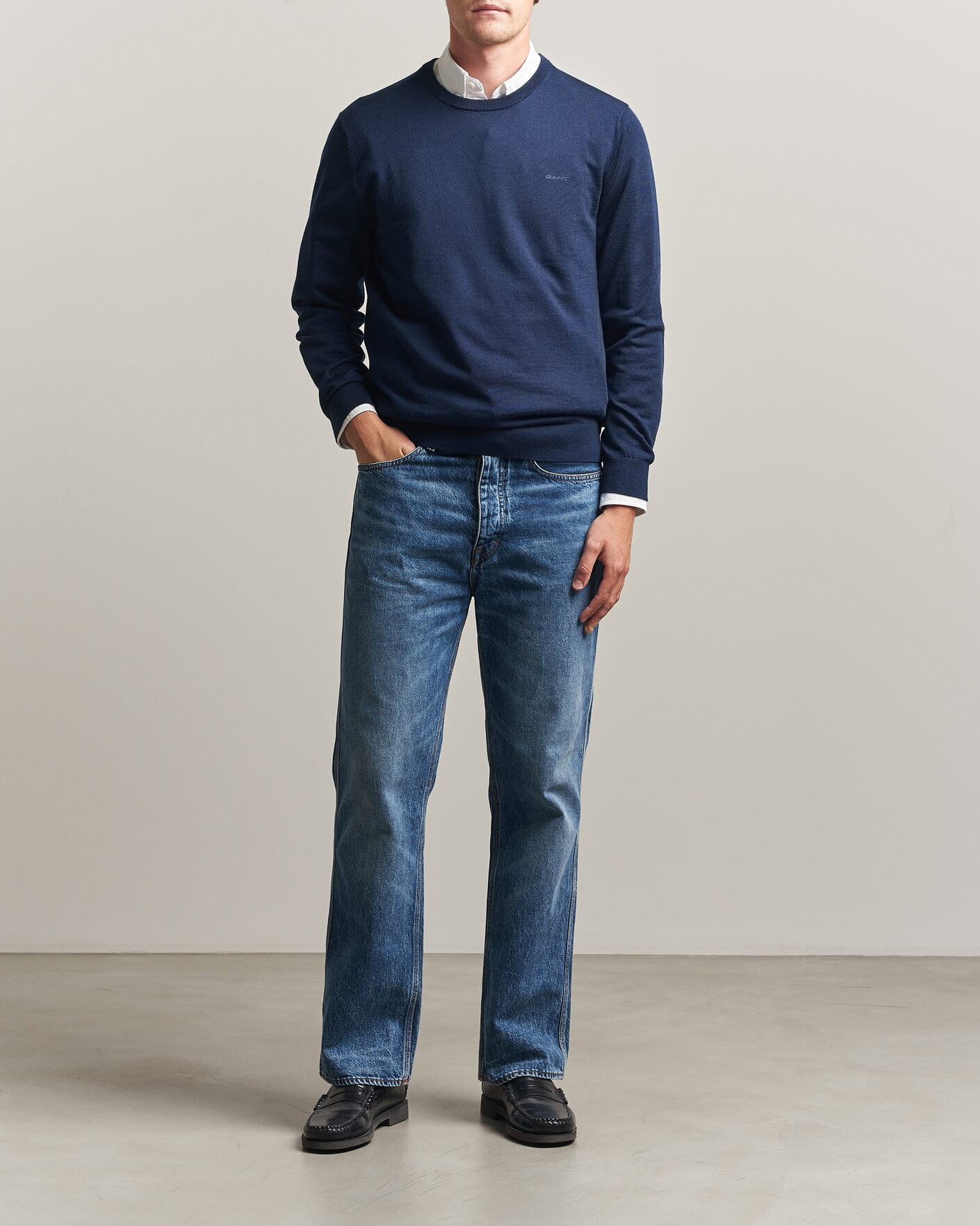 Herre | Gensere | Gant | Extrafine Merino Knitted Crew Neck Marine