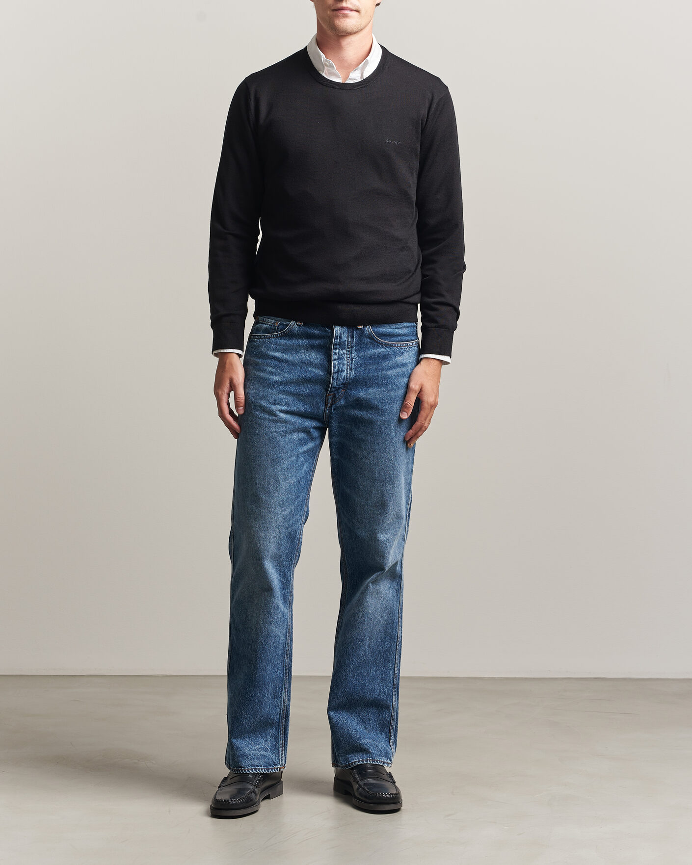 Herre | Gensere | Gant | Extrafine Merino Knitted Crew Neck Black