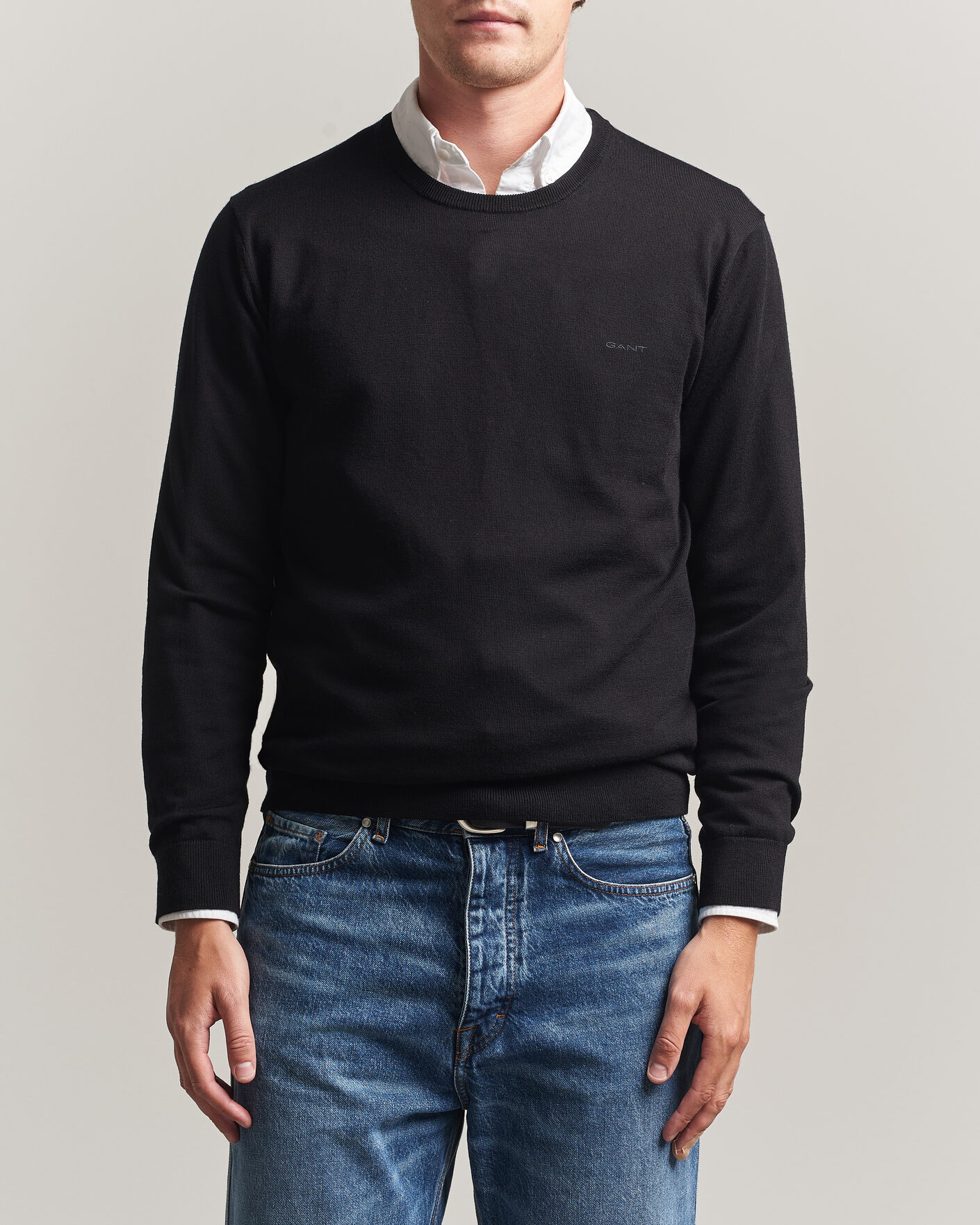 Herre | Gensere | Gant | Extrafine Merino Knitted Crew Neck Black