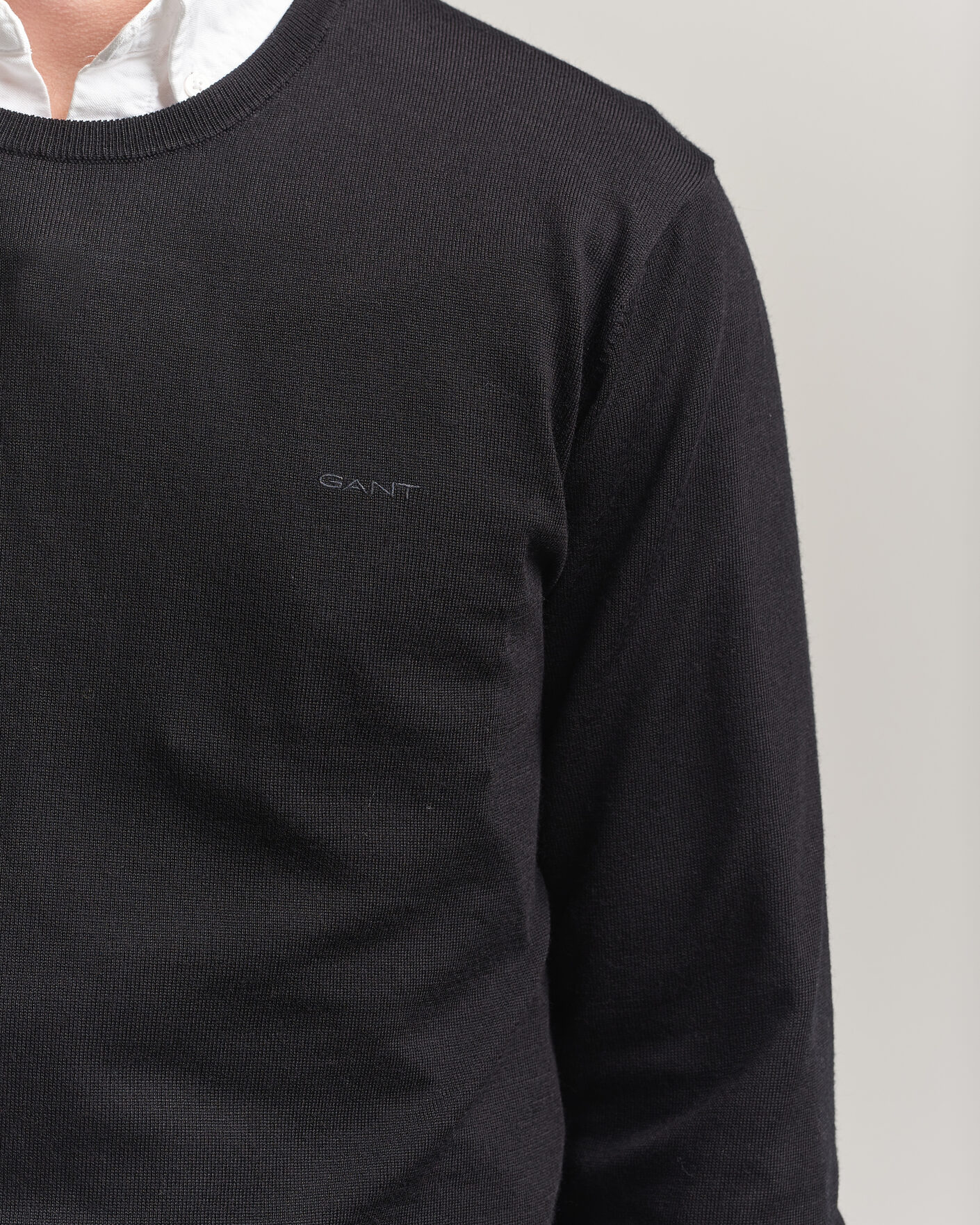 Herre | Gensere | Gant | Extrafine Merino Knitted Crew Neck Black