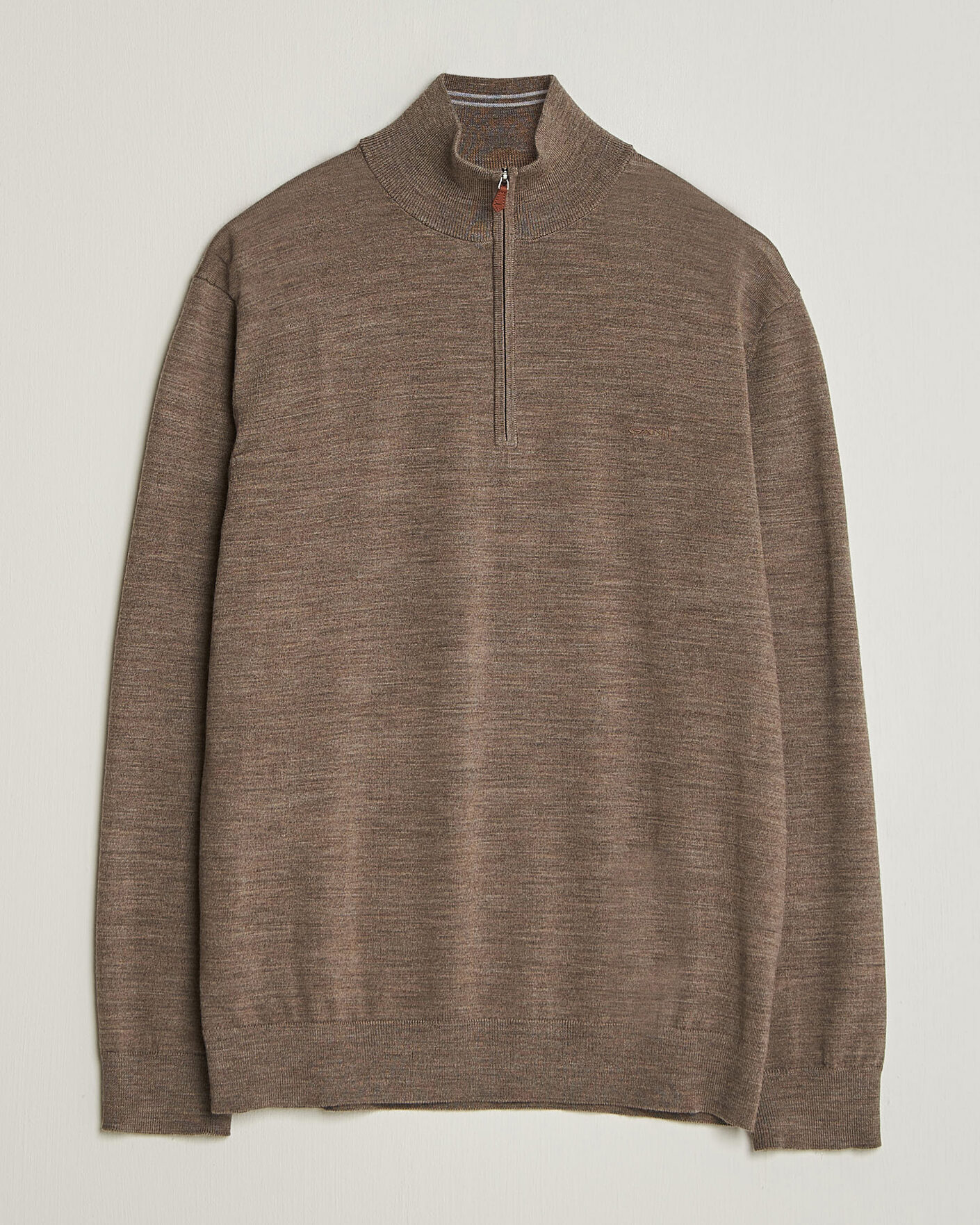Herre | Gensere | Gant | Extrafine Merino Knitted Half Zip Dark Hazelnut Melange