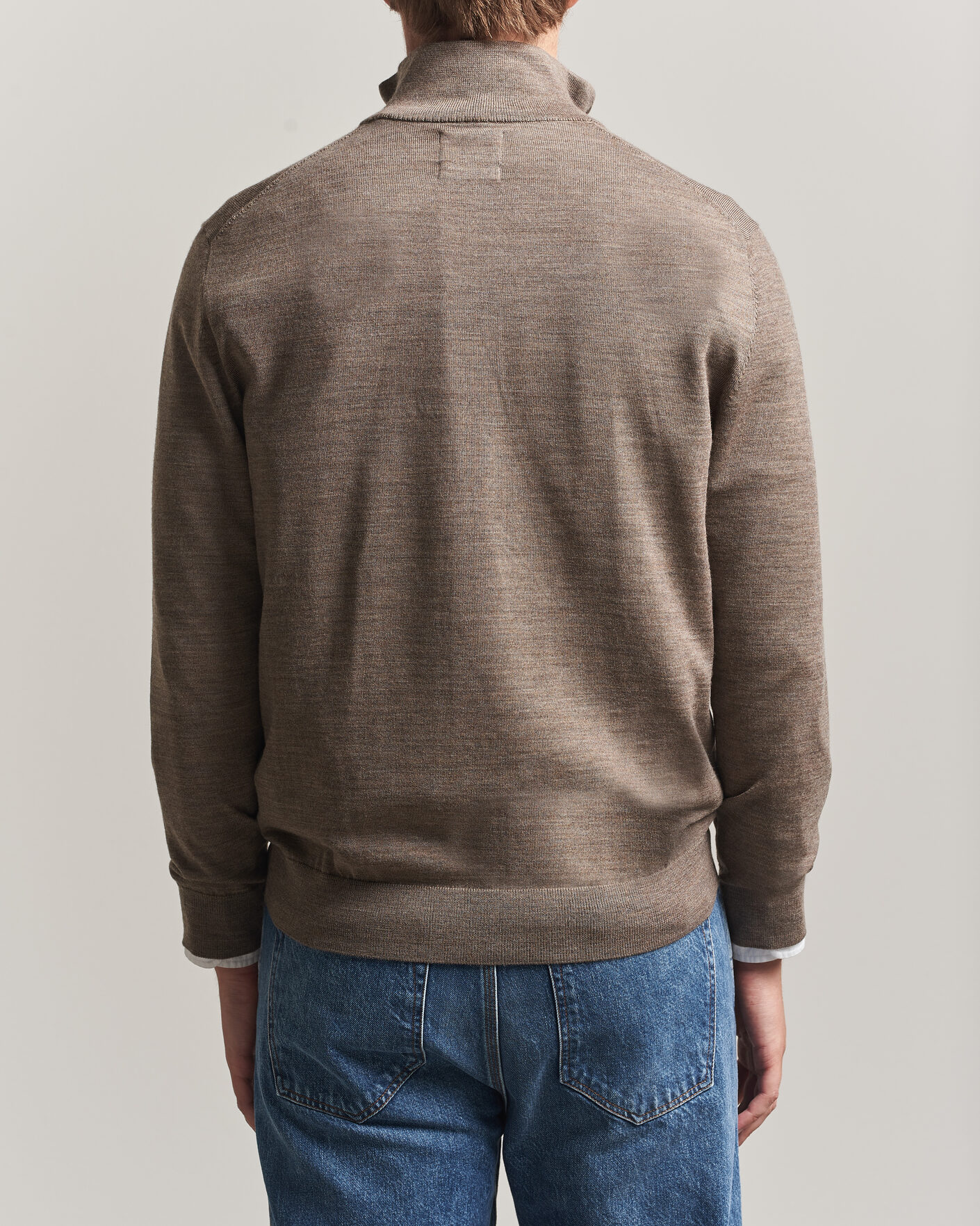 Herre | Gensere | Gant | Extrafine Merino Knitted Half Zip Dark Hazelnut Melange