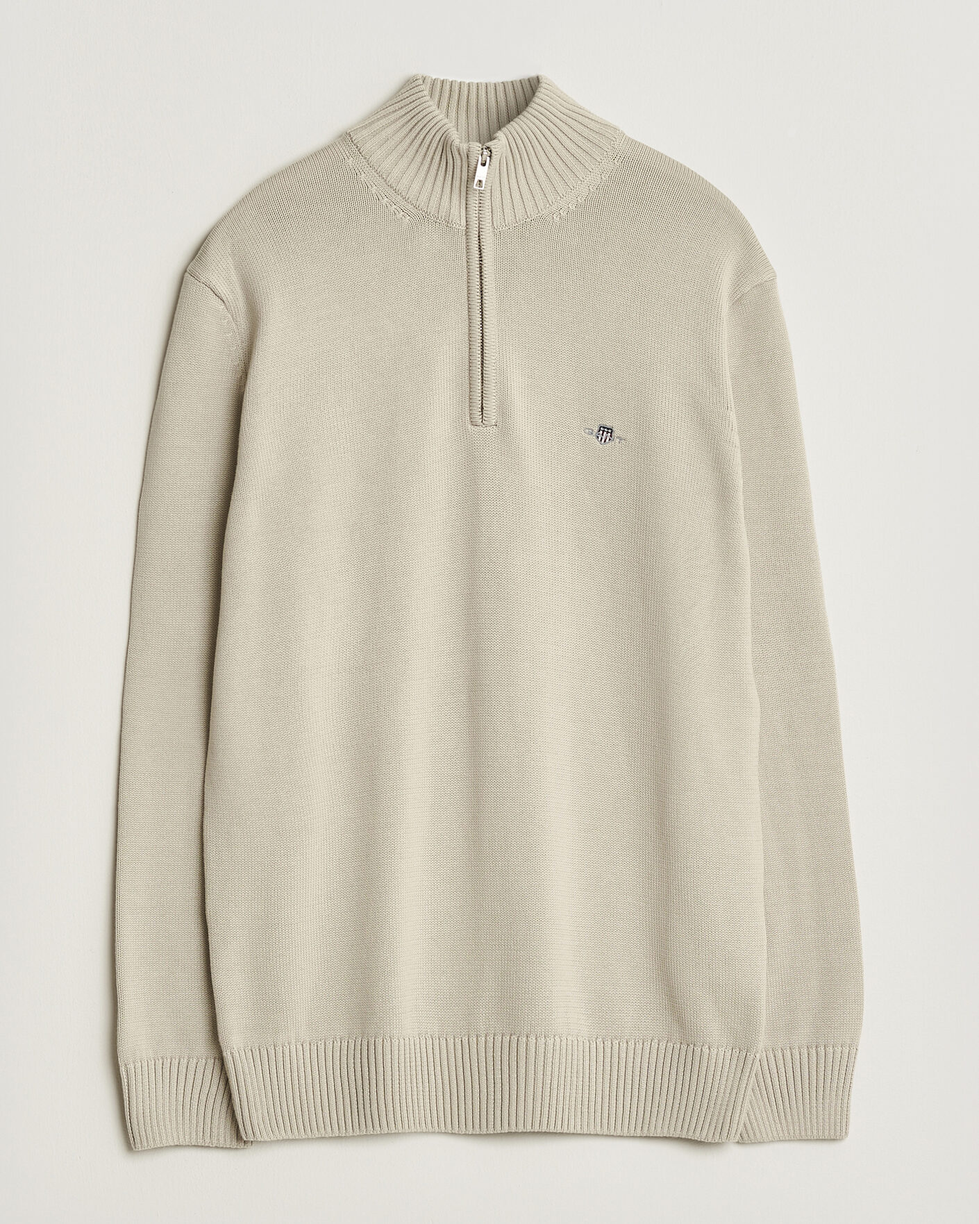 Herre | Gensere | Gant | Casual Cotton Knitted Half Zip Clay Beige