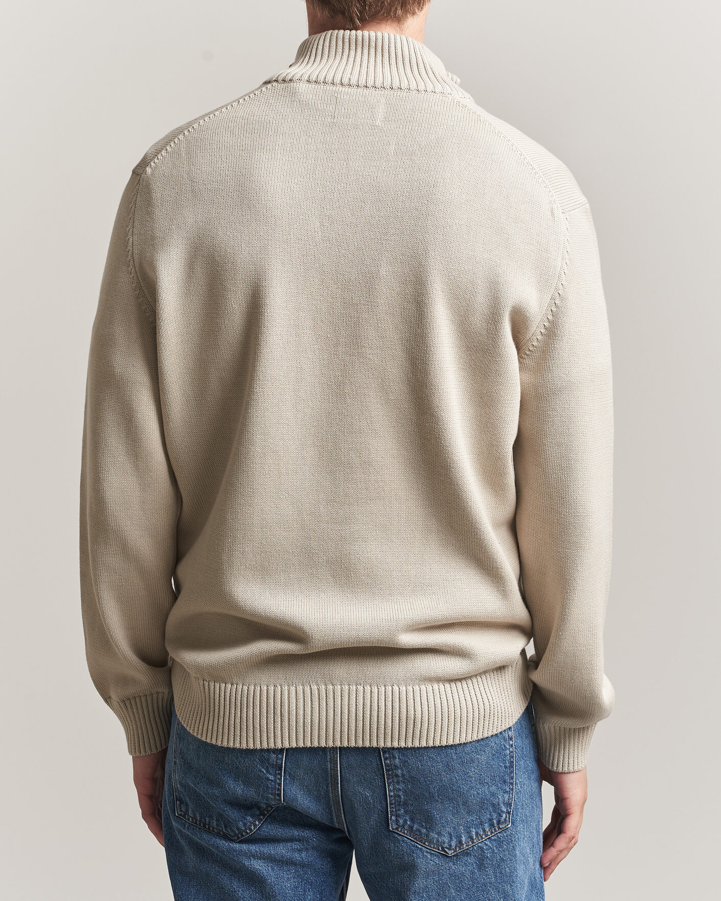 Herre | Gensere | Gant | Casual Cotton Knitted Half Zip Clay Beige
