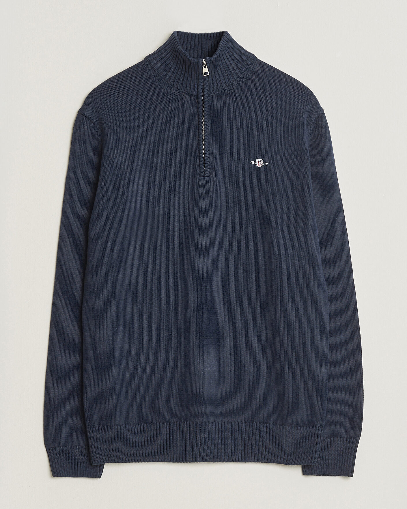 Herre | Gensere | Gant | Casual Cotton Knitted Half Zip Evening Blue