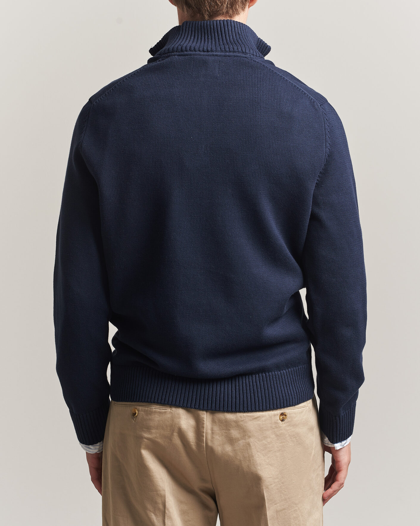 Herre | Gensere | Gant | Casual Cotton Knitted Half Zip Evening Blue