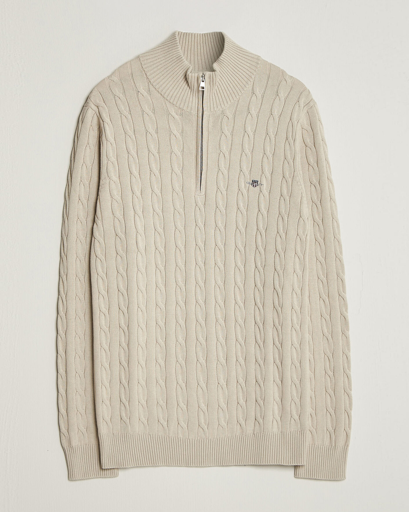 Herre | Gensere | Gant | Cotton Cable Half Zip Clay Beige