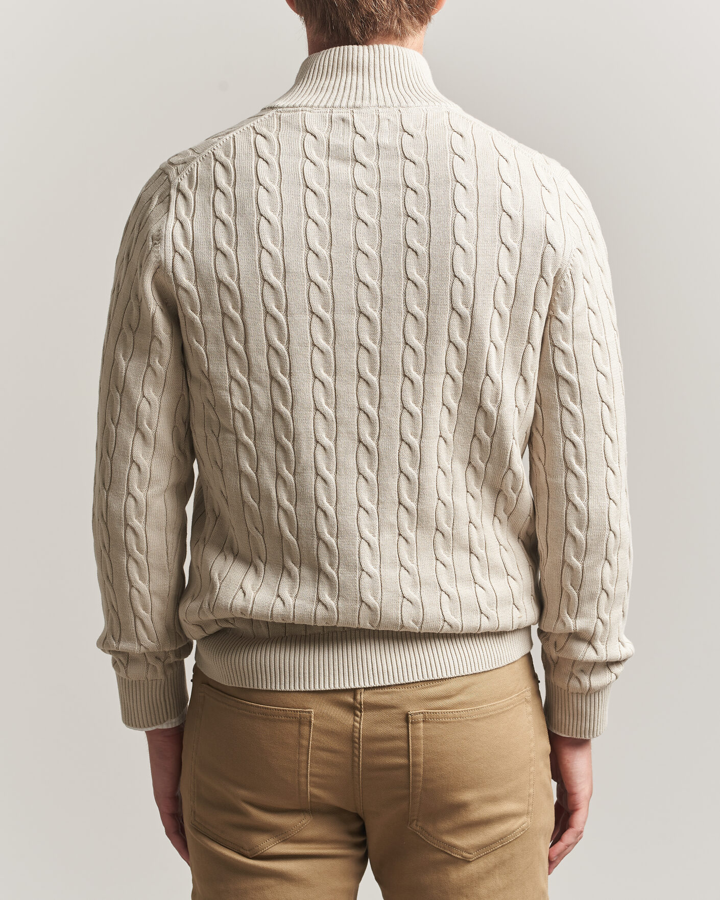 Herre | Gensere | Gant | Cotton Cable Half Zip Clay Beige