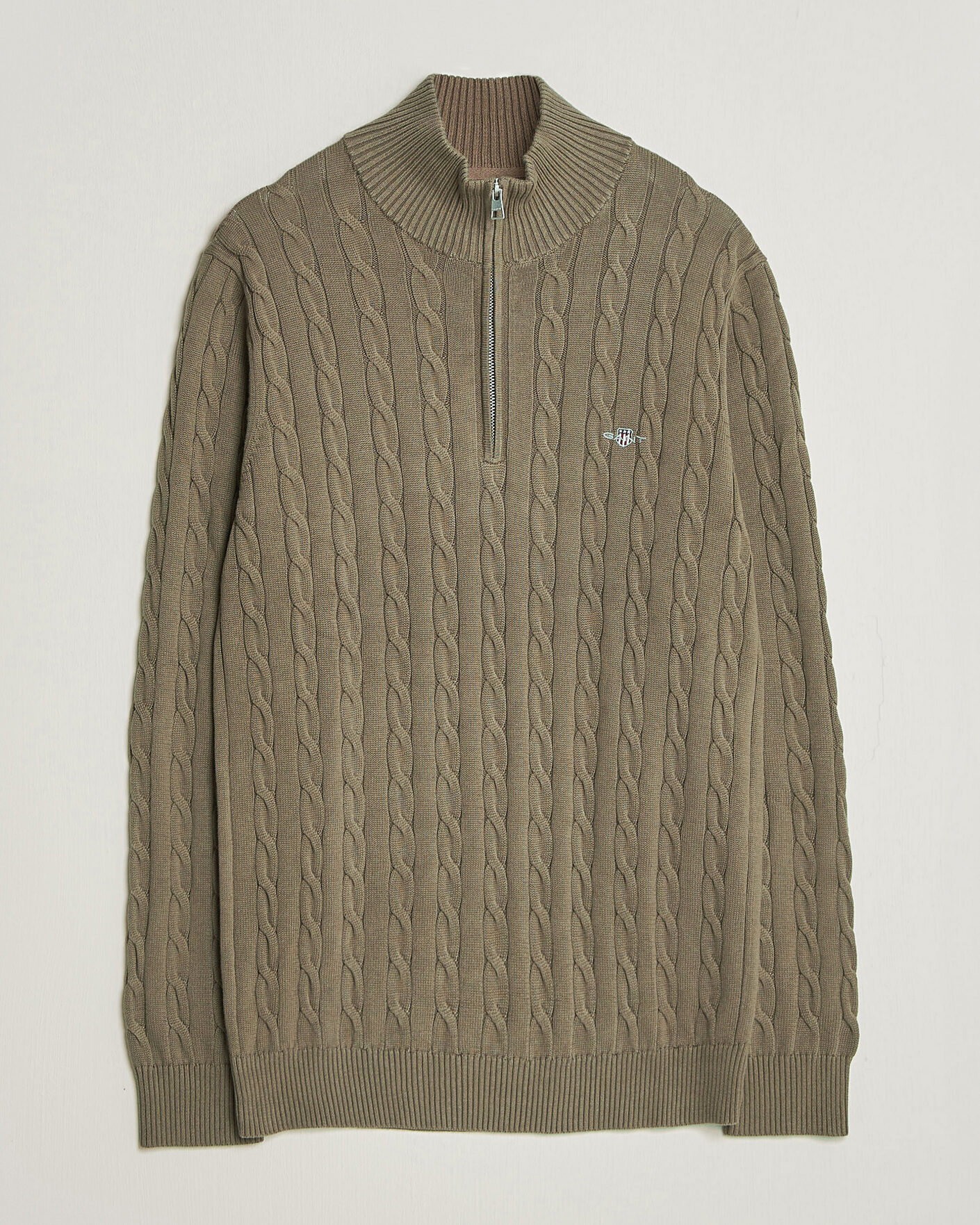 Herre | Gensere | Gant | Cotton Cable Half Zip Faded Taupe