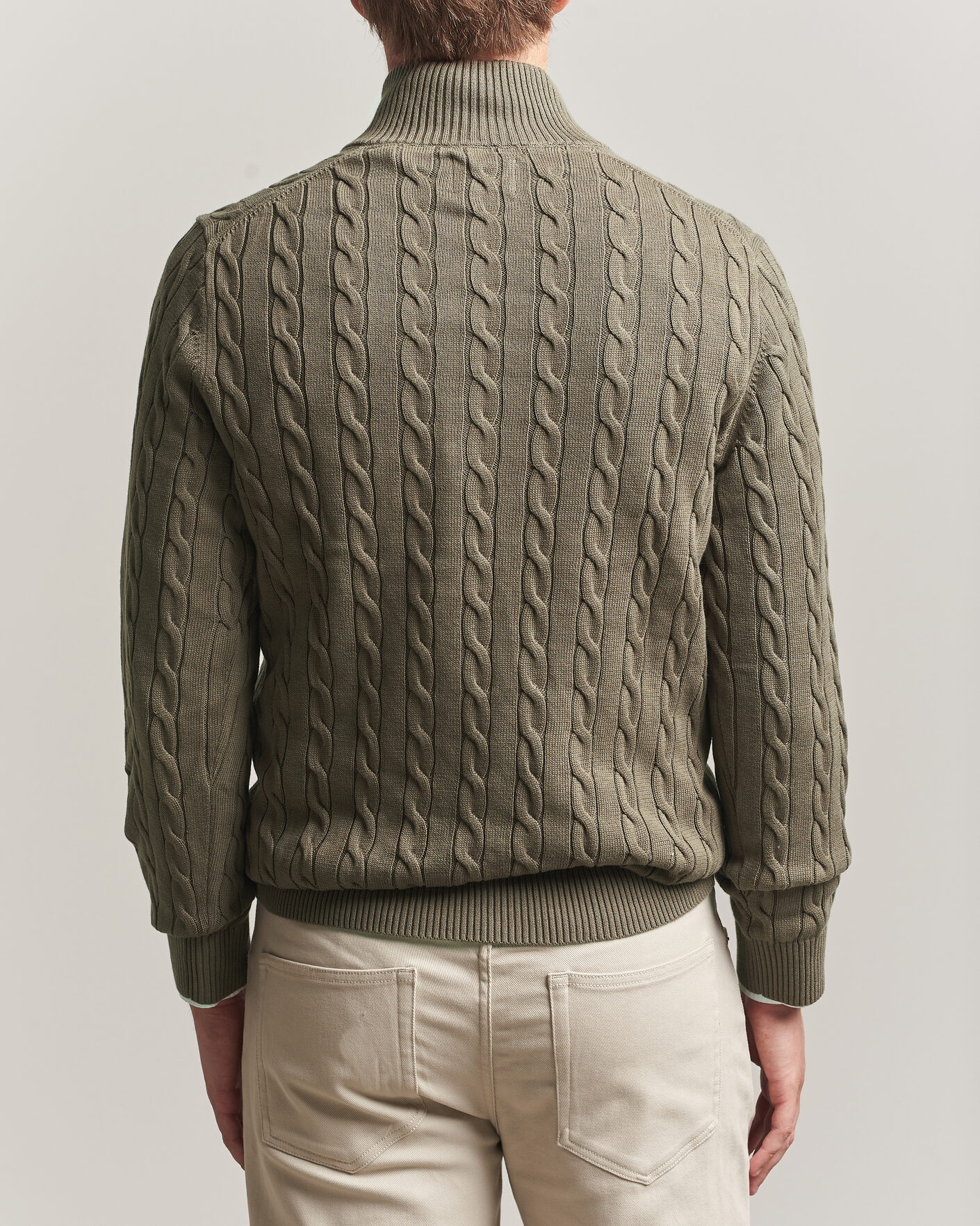 Herre | Gensere | Gant | Cotton Cable Half Zip Faded Taupe