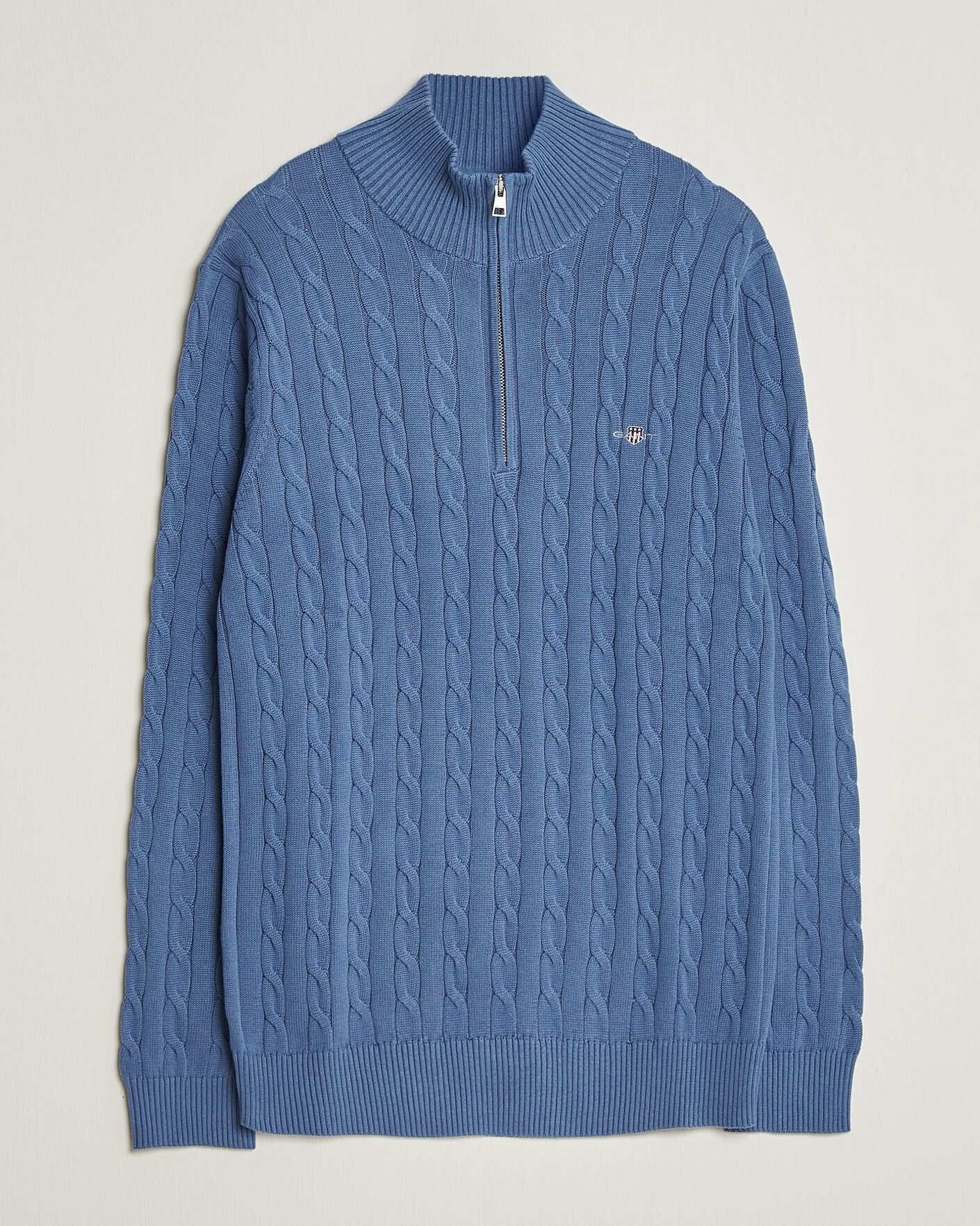 Herre | Gensere | Gant | Cotton Cable Half Zip Blue Horizon