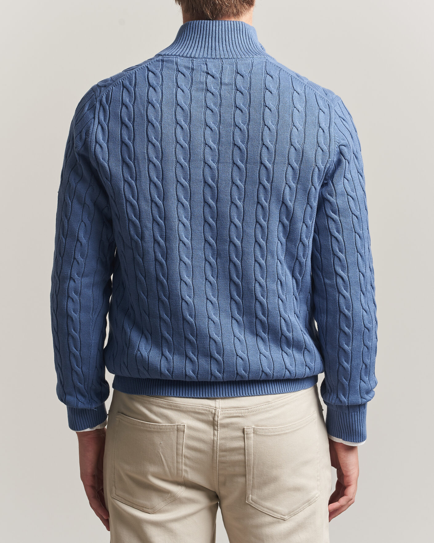 Herre | Gensere | Gant | Cotton Cable Half Zip Blue Horizon