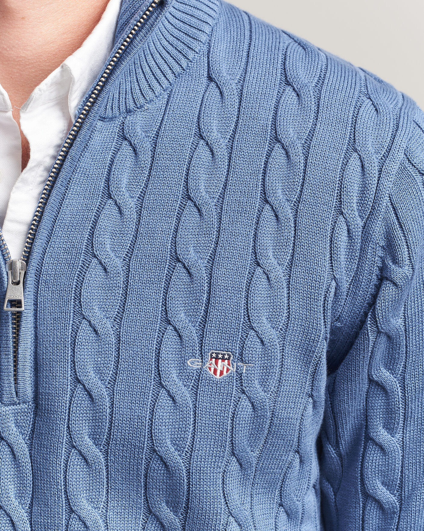 Herre | Gensere | Gant | Cotton Cable Half Zip Blue Horizon