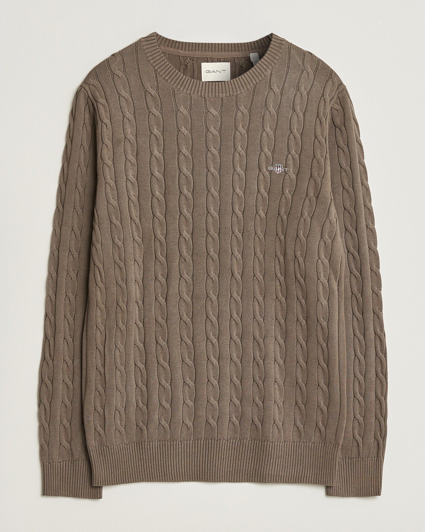 Herre | Gensere | Gant | Cotton Cable Crew Neck Faded Taupe