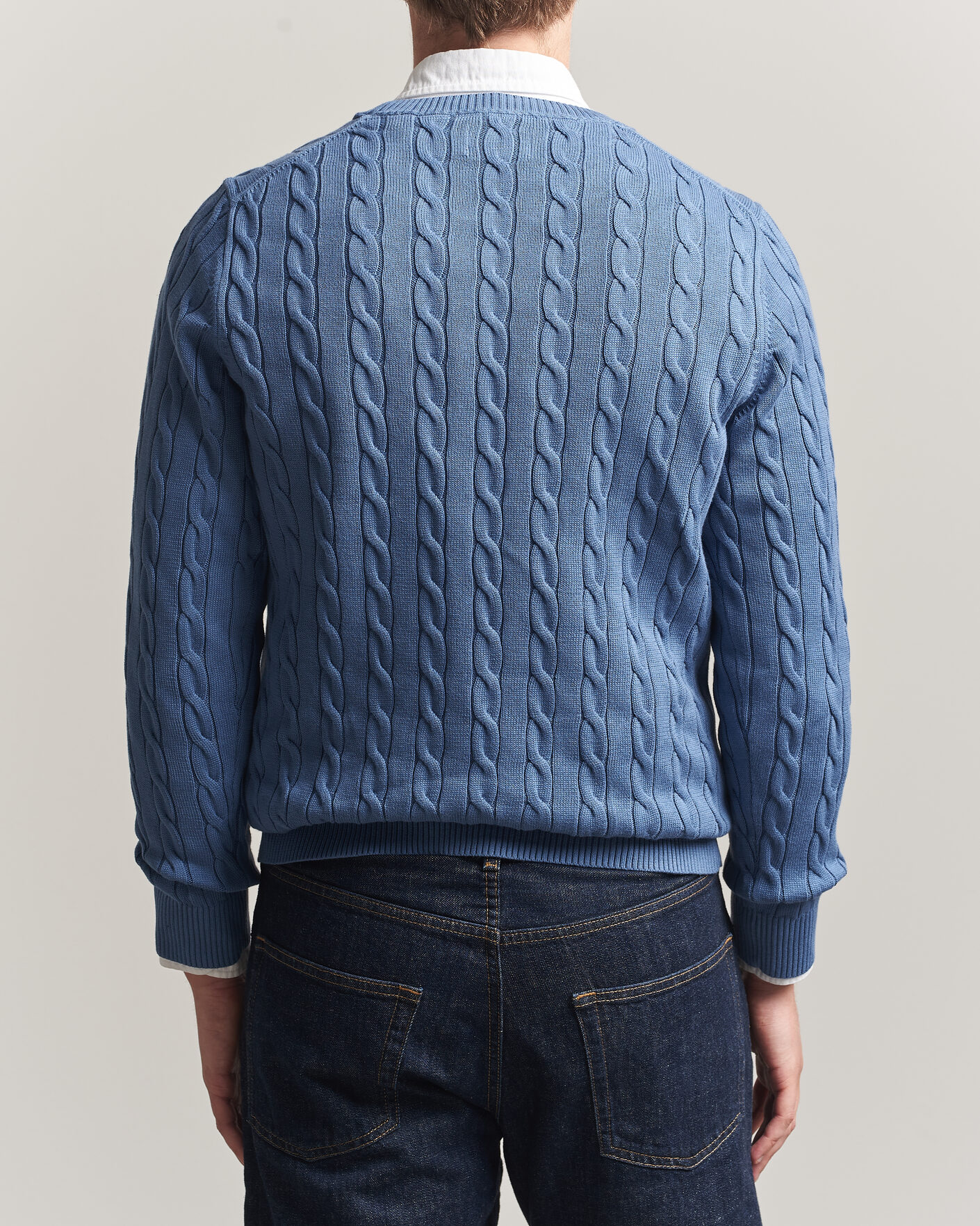 Herre | Gensere | Gant | Cotton Cable Crew Neck Blue Horizon