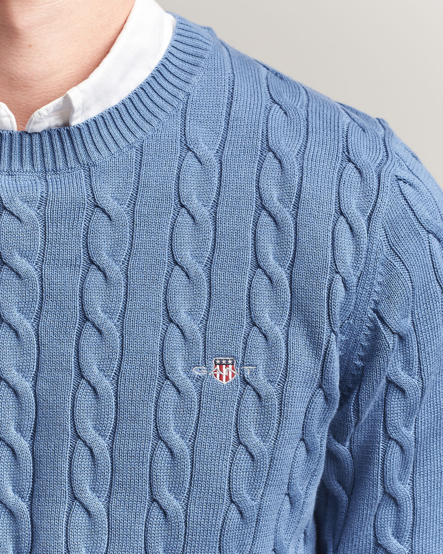 Herre | Gensere | Gant | Cotton Cable Crew Neck Blue Horizon