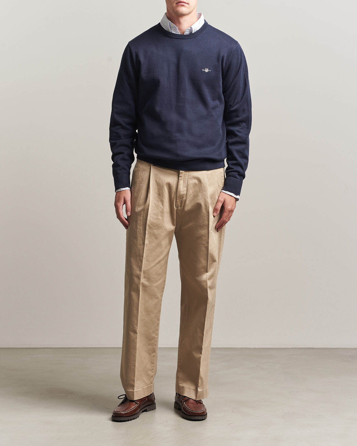 Herre | Gensere | Gant | Classic Cotton Crew Neck Evening Blue