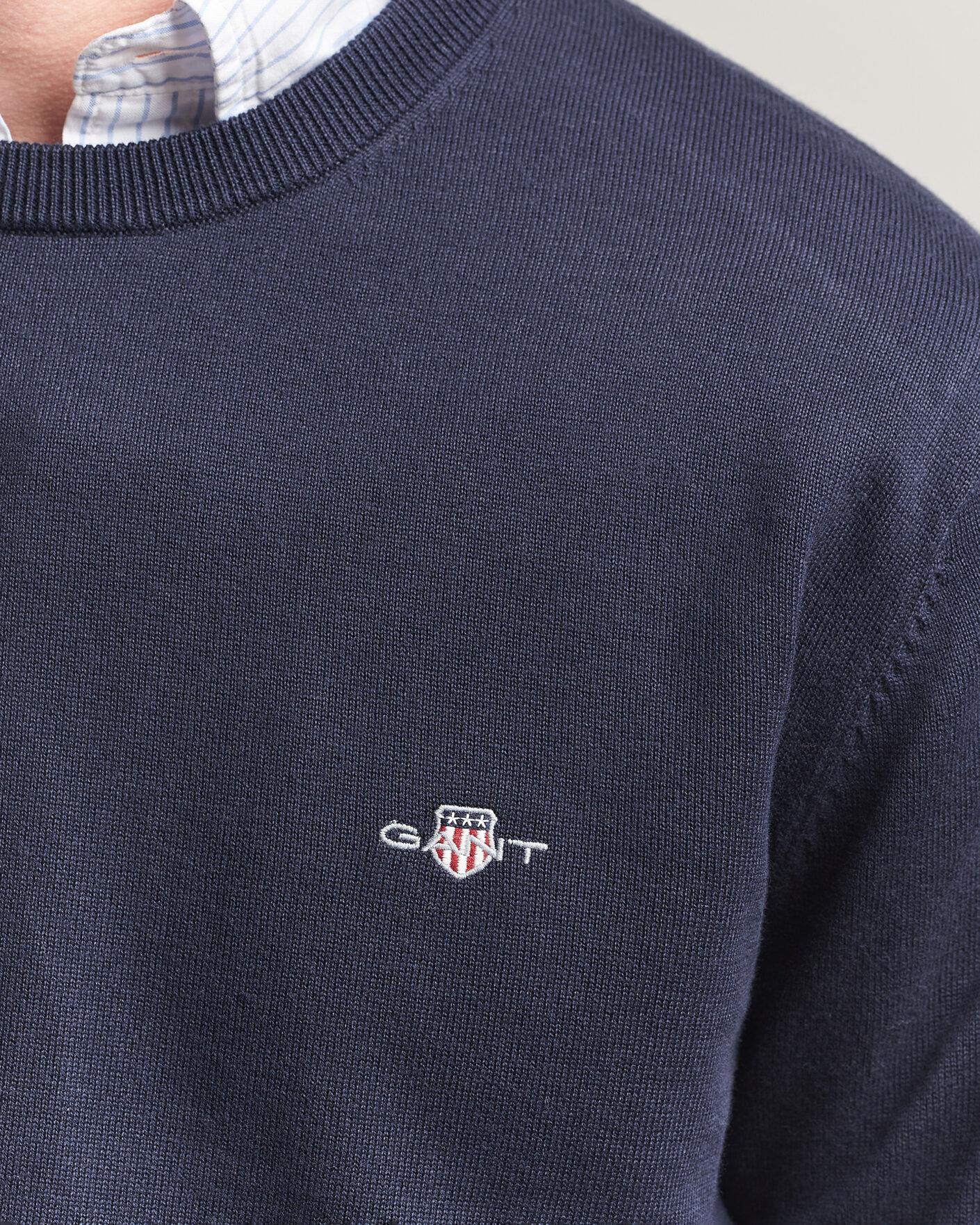 Herre | Gensere | Gant | Classic Cotton Crew Neck Evening Blue