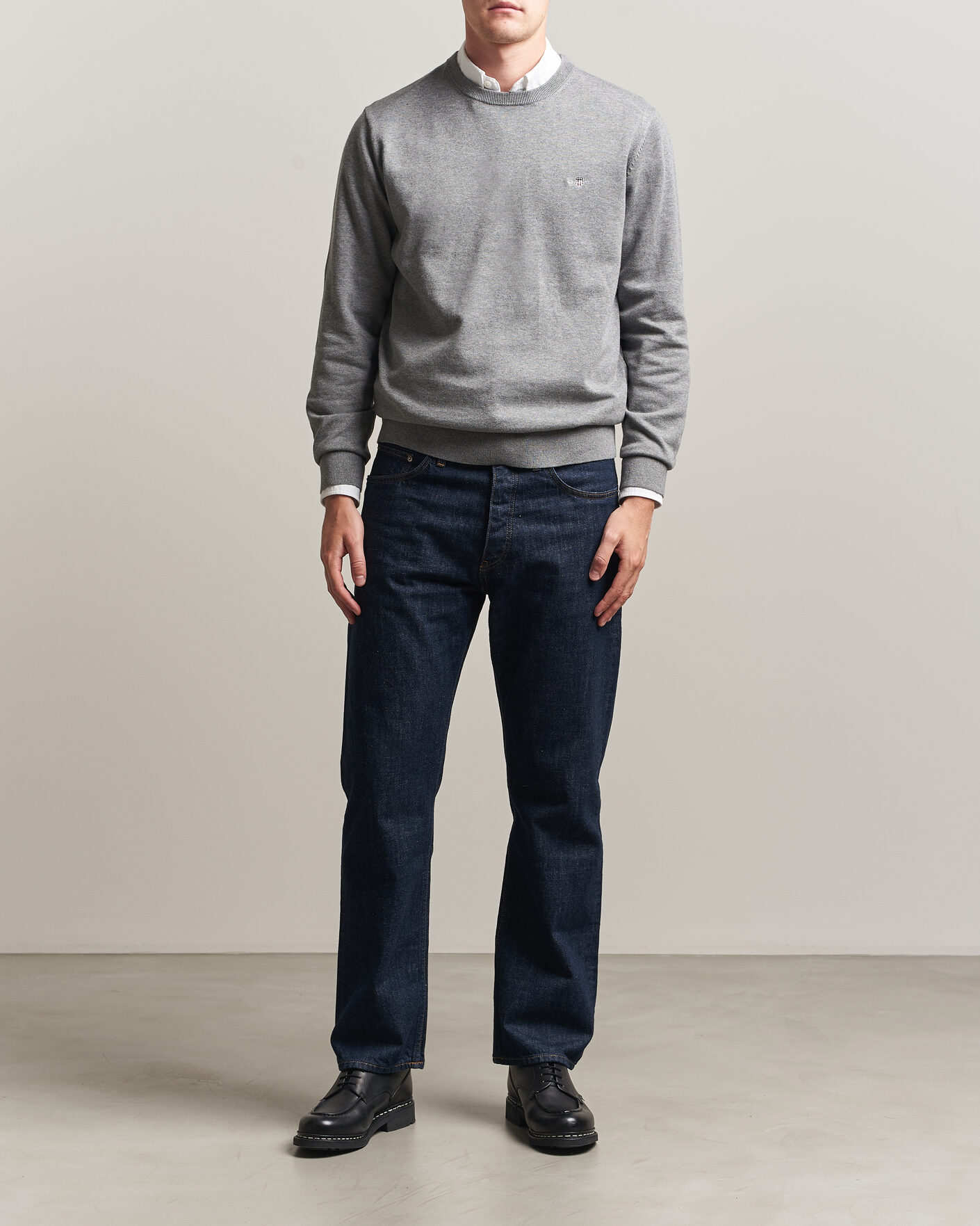 Herre | Gensere | Gant | Classic Cotton Crew Neck Dark Grey Melange