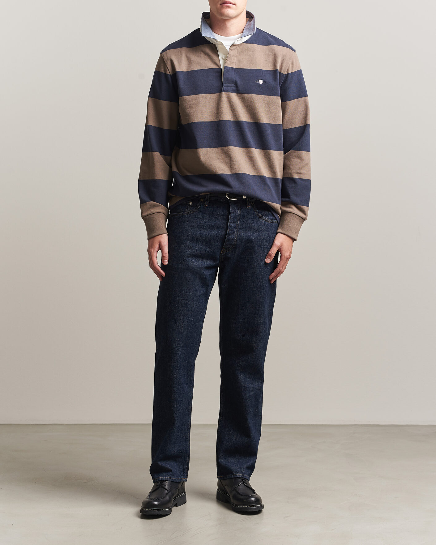 Herre | Gensere | Gant | Chambray Barstriped Rugger Faded Taupe