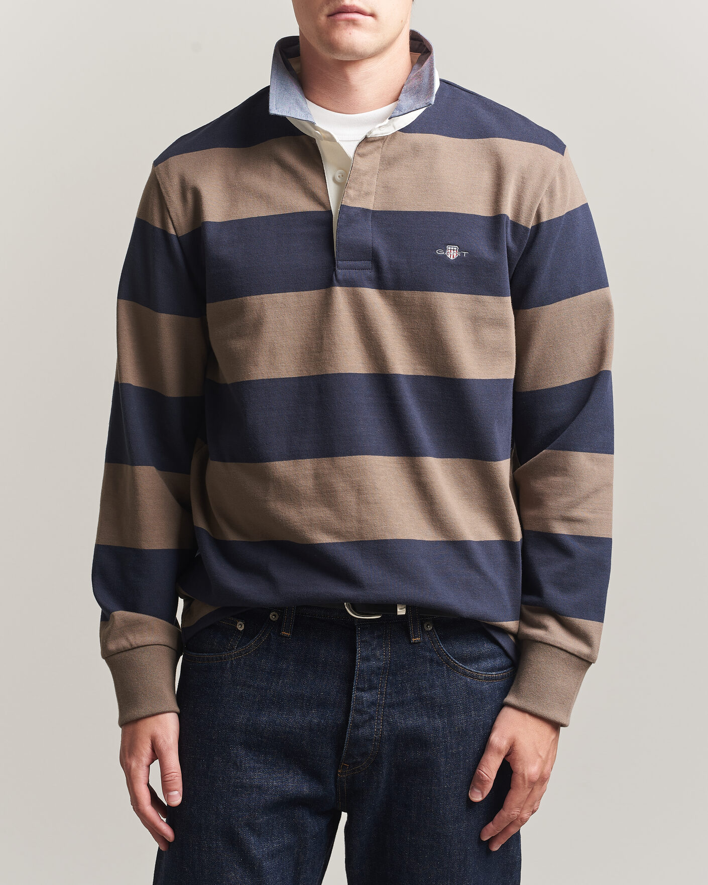 Herre | Gensere | Gant | Chambray Barstriped Rugger Faded Taupe