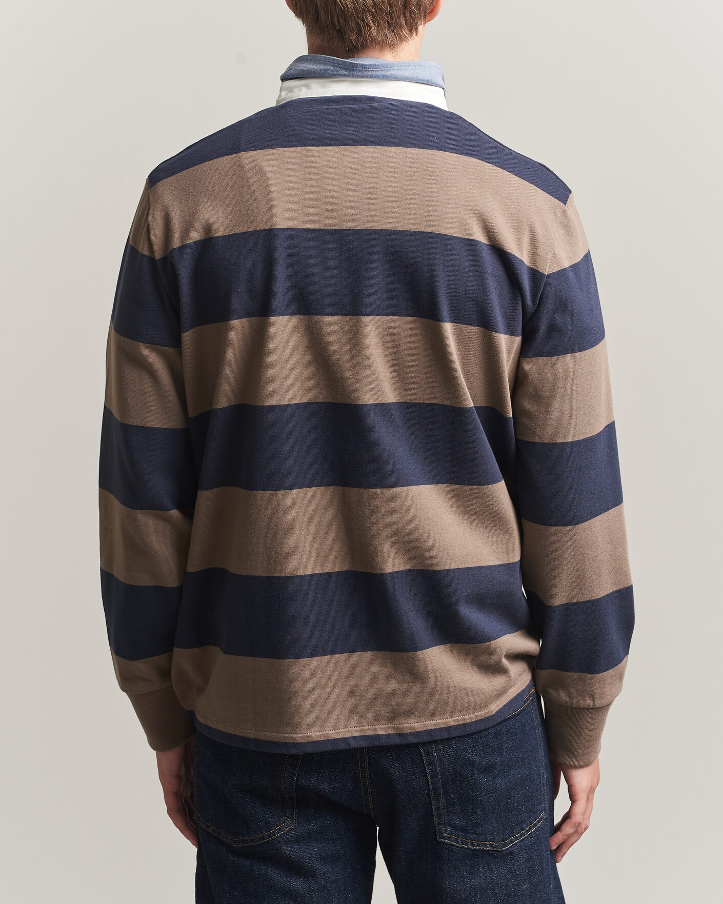 Herre | Gensere | Gant | Chambray Barstriped Rugger Faded Taupe
