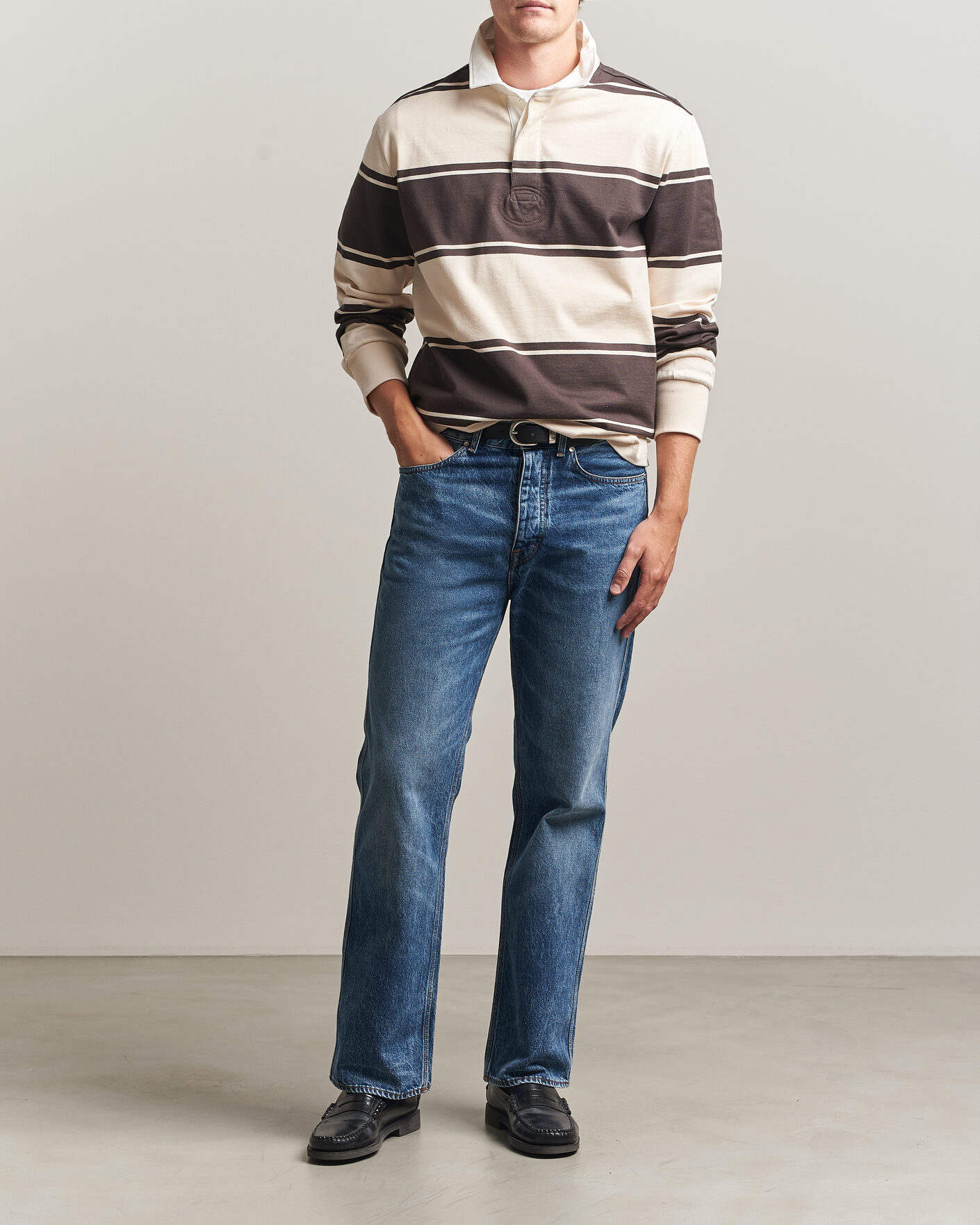 Herre | Gensere | Gant | Striped Rugger Charred Wood Brown