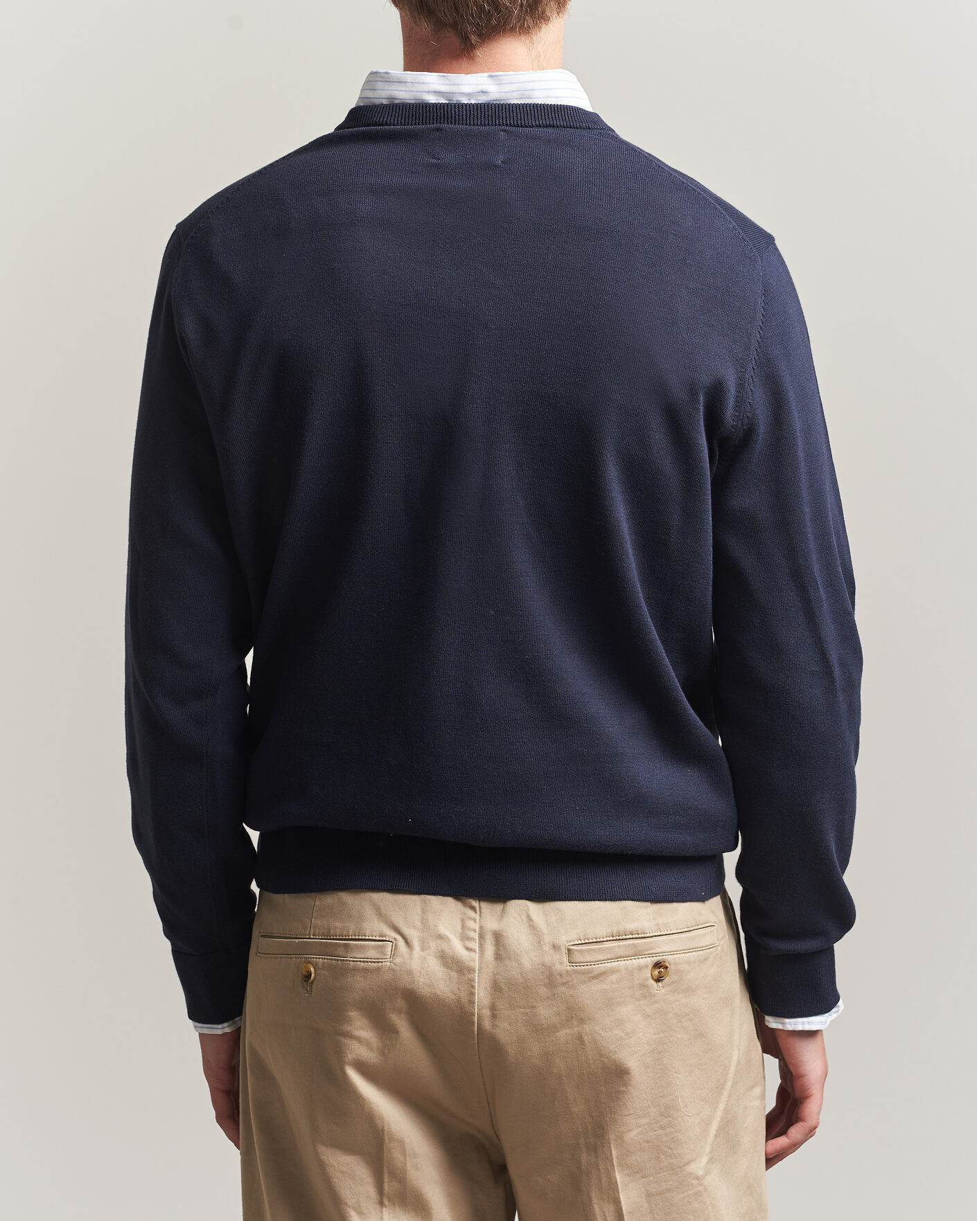 Herre | Gensere | Gant | Classic Cotton V-Neck Evening Blue