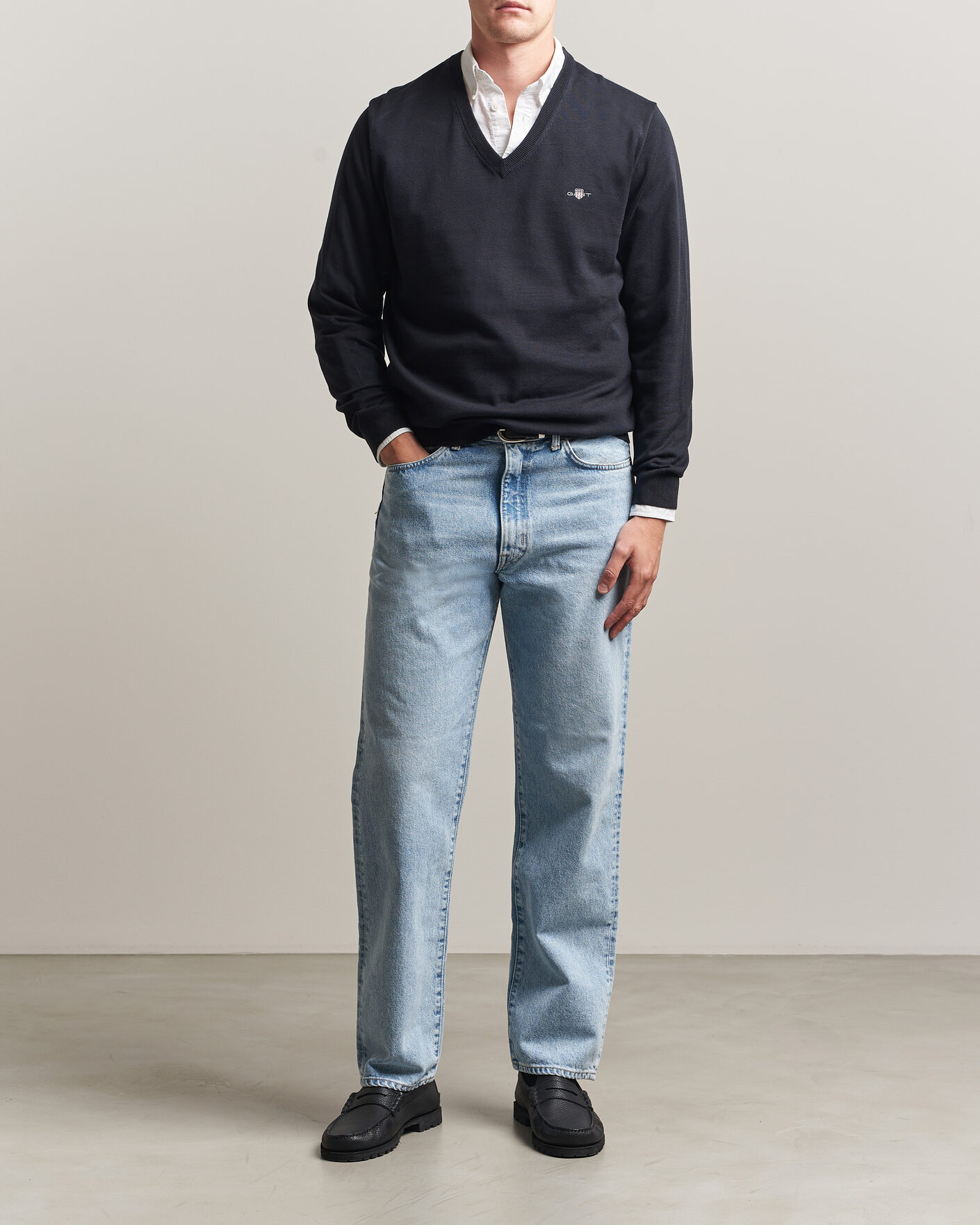 Herre | Gensere | Gant | Classic Cotton V-Neck Black