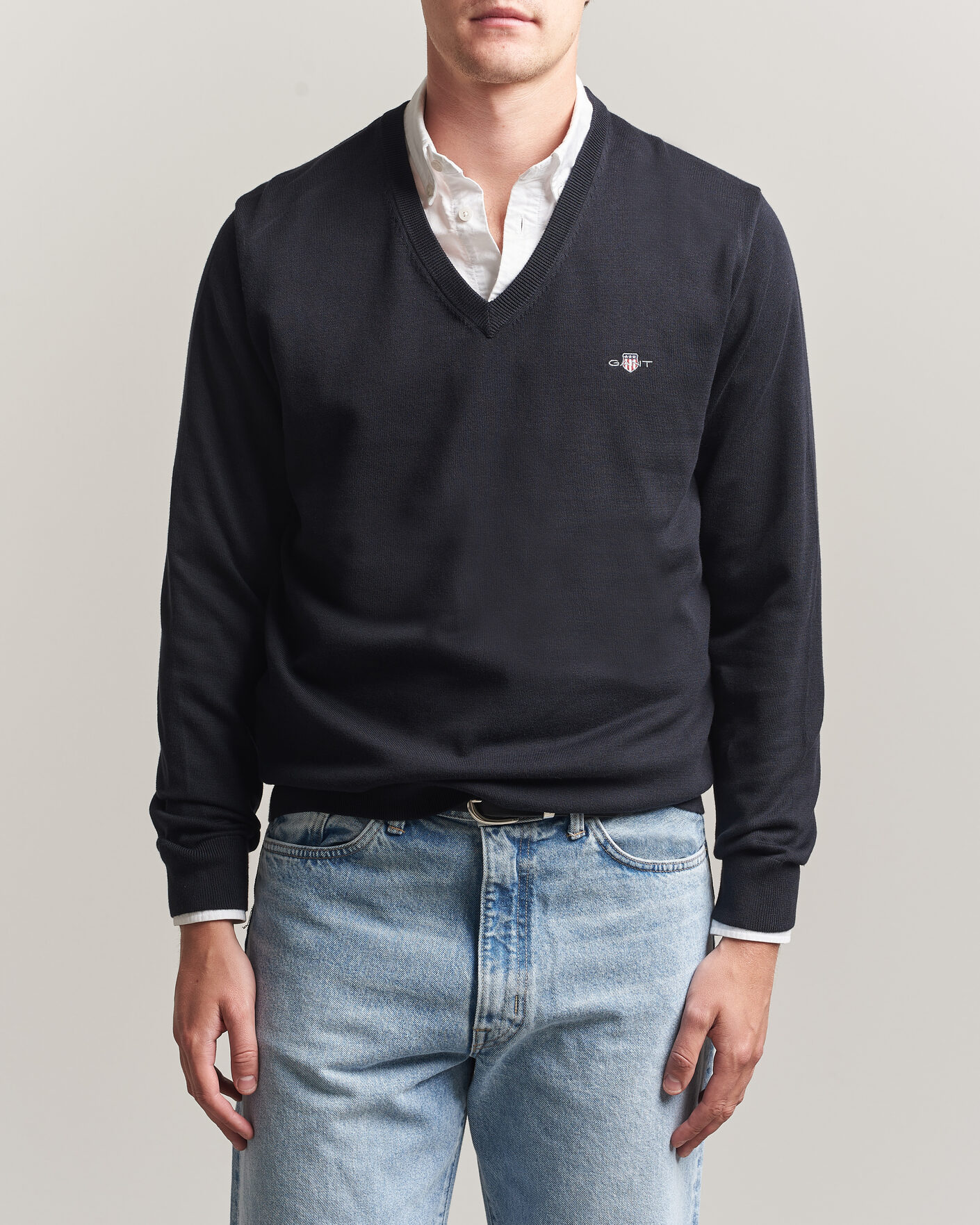 Herre | Gensere | Gant | Classic Cotton V-Neck Black