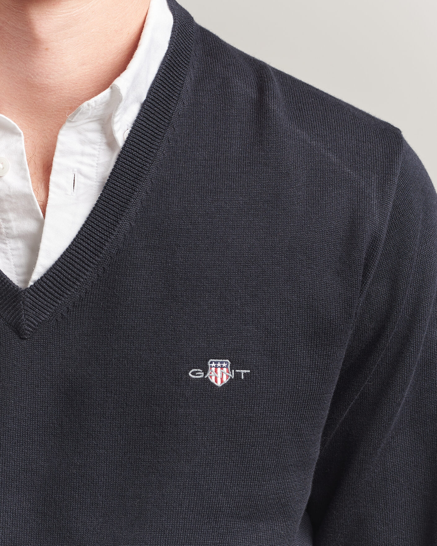 Herre | Gensere | Gant | Classic Cotton V-Neck Black