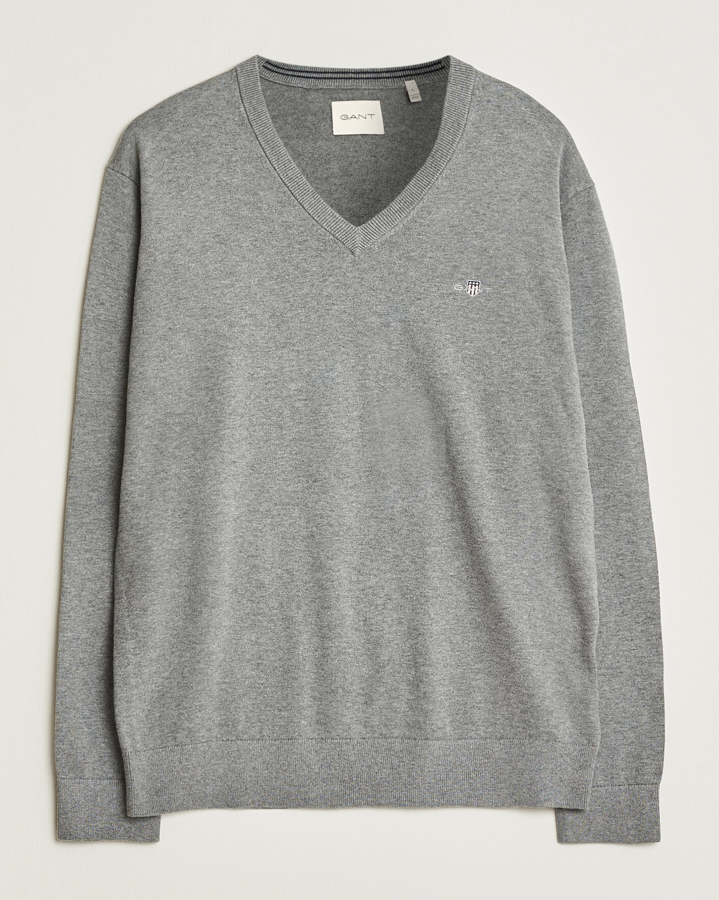 Herre | Gensere | Gant | Classic Cotton V-Neck Dark Grey Melange