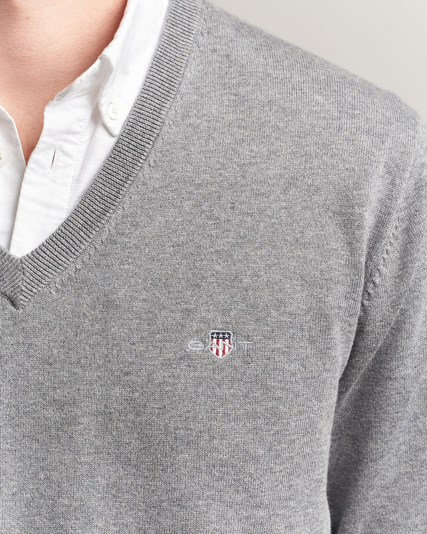 Herre | Gensere | Gant | Classic Cotton V-Neck Dark Grey Melange