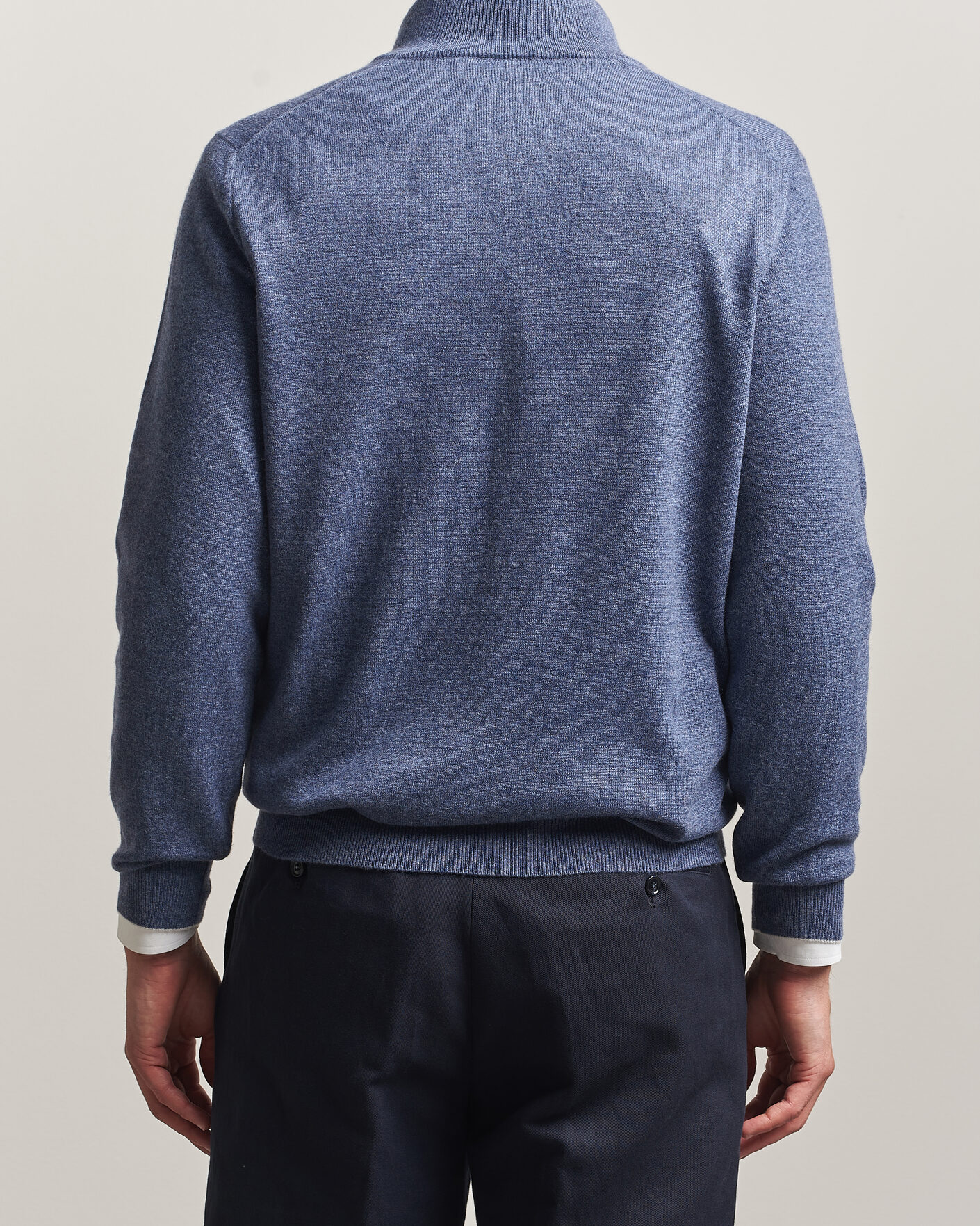Herre | Gensere | Brunello Cucinelli | 2 Ply Cashmere Half Zip Denim Blue