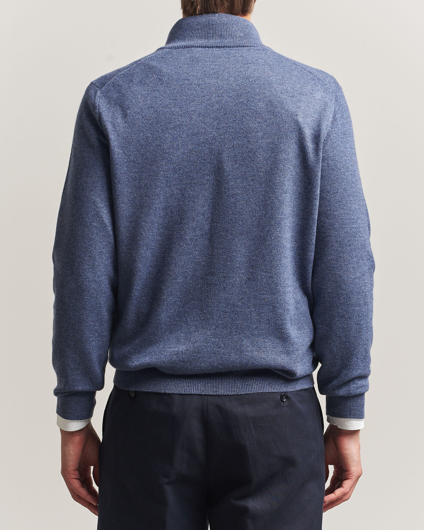 Herre | Gensere | Brunello Cucinelli | 2 Ply Cashmere Half Zip Denim Blue