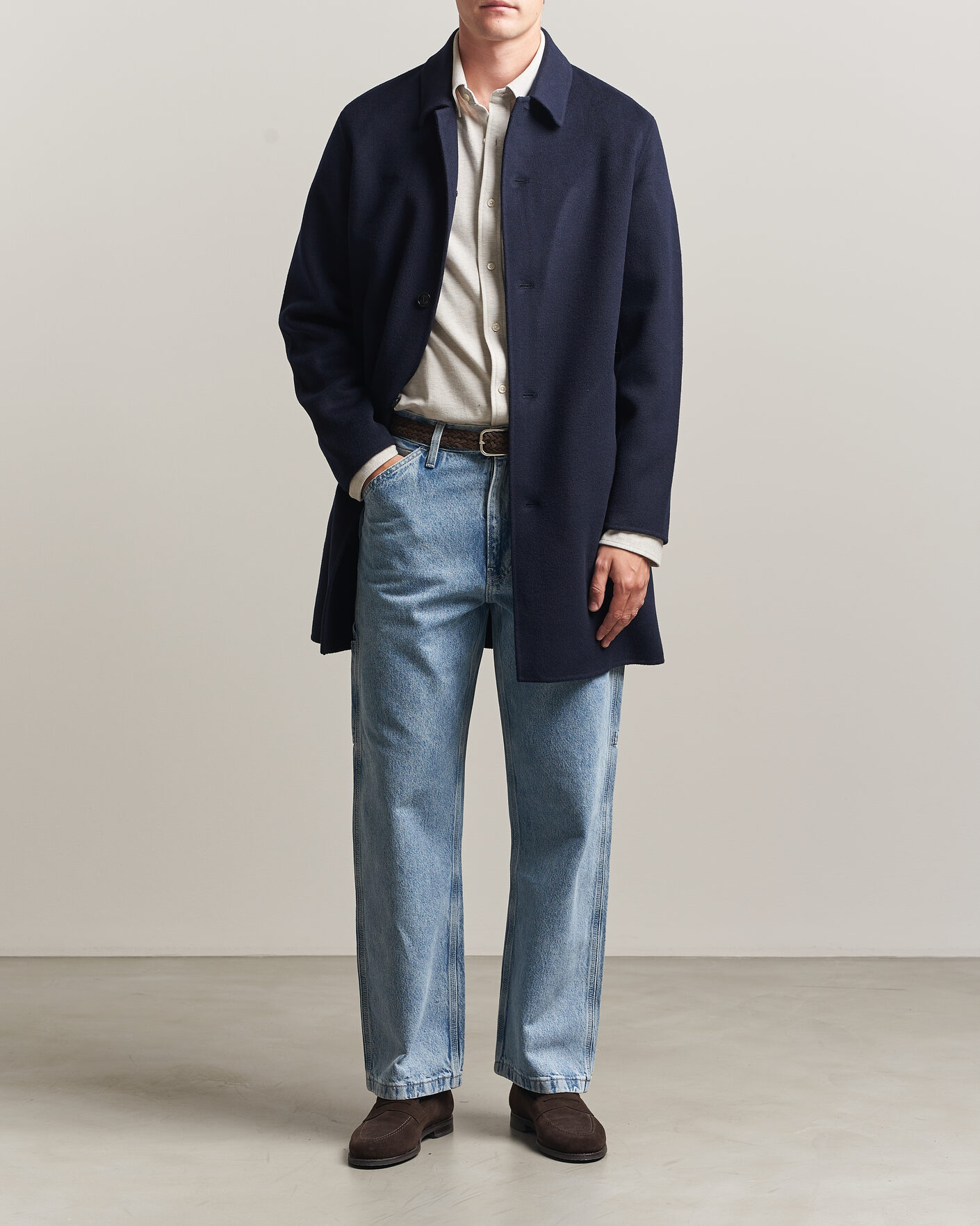 Herre | Jakker | Gant | Handstitched Wool/Cashmere Top Coat Evening Blue