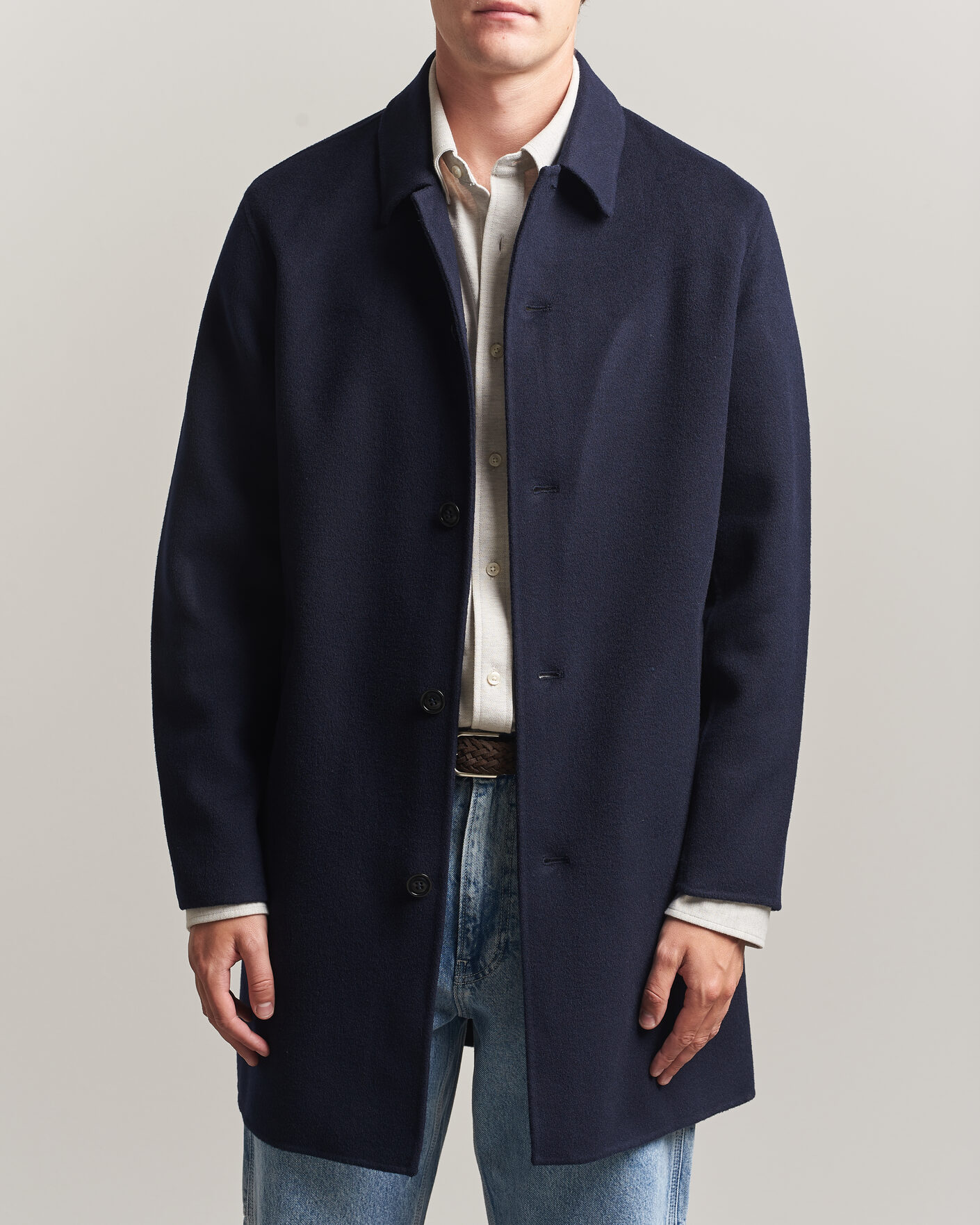Herre | Jakker | Gant | Handstitched Wool/Cashmere Top Coat Evening Blue