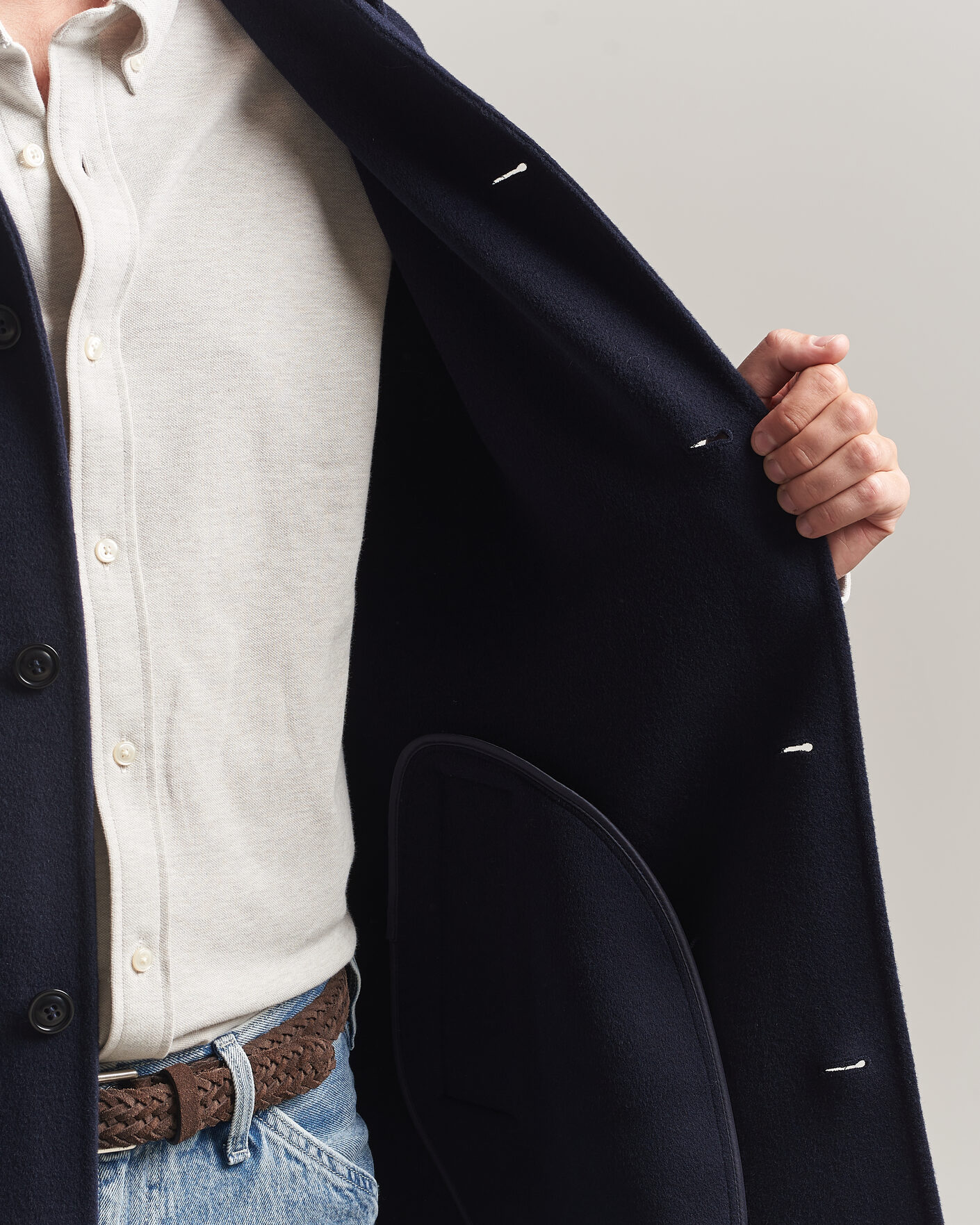 Herre | Jakker | Gant | Handstitched Wool/Cashmere Top Coat Evening Blue