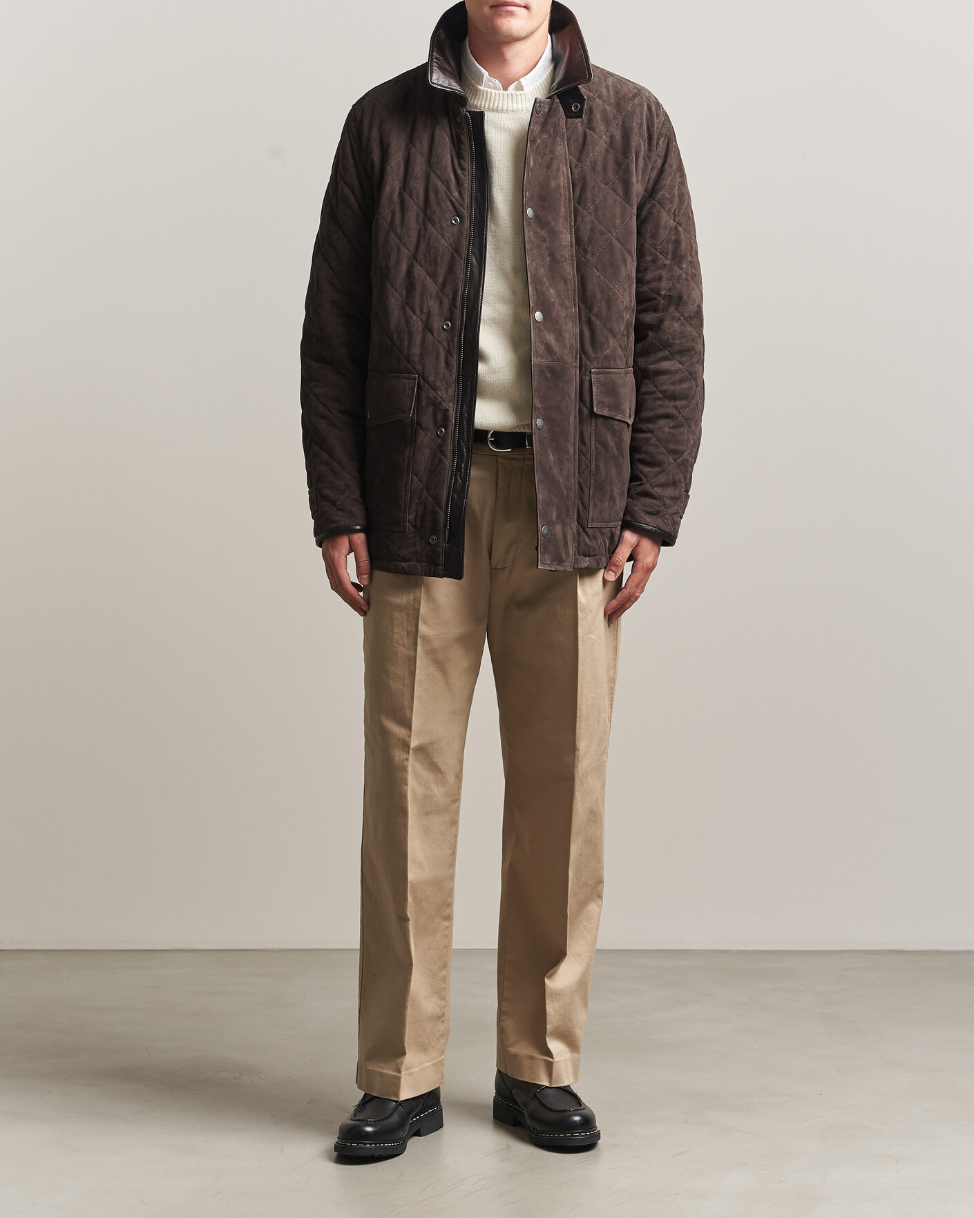 Herre | Jakker | Gant | Quilted Suede Jacket Black Brown