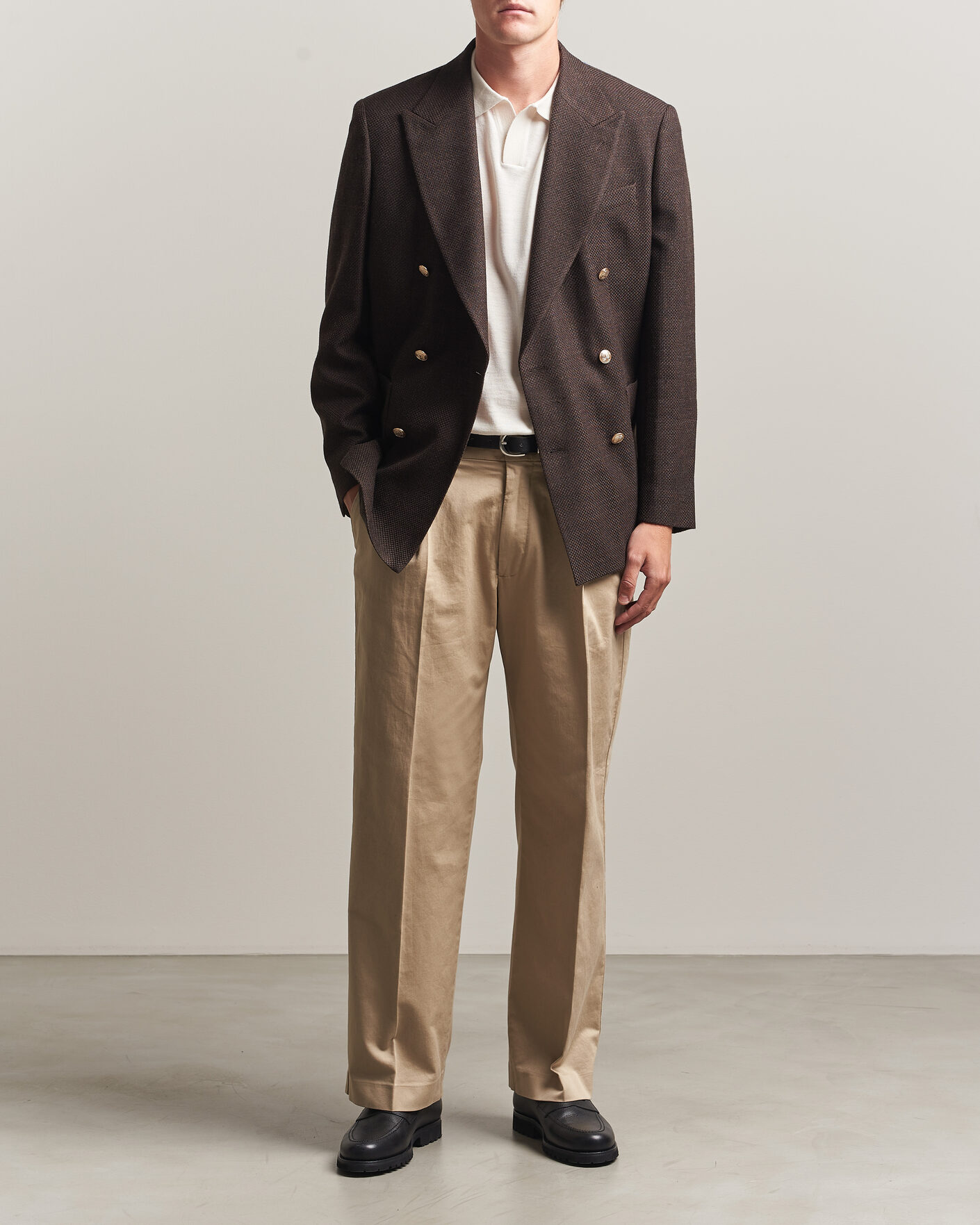 Herre | Dressjakker | Gant | Wool Textured Double Breasted Blazer Black Brown