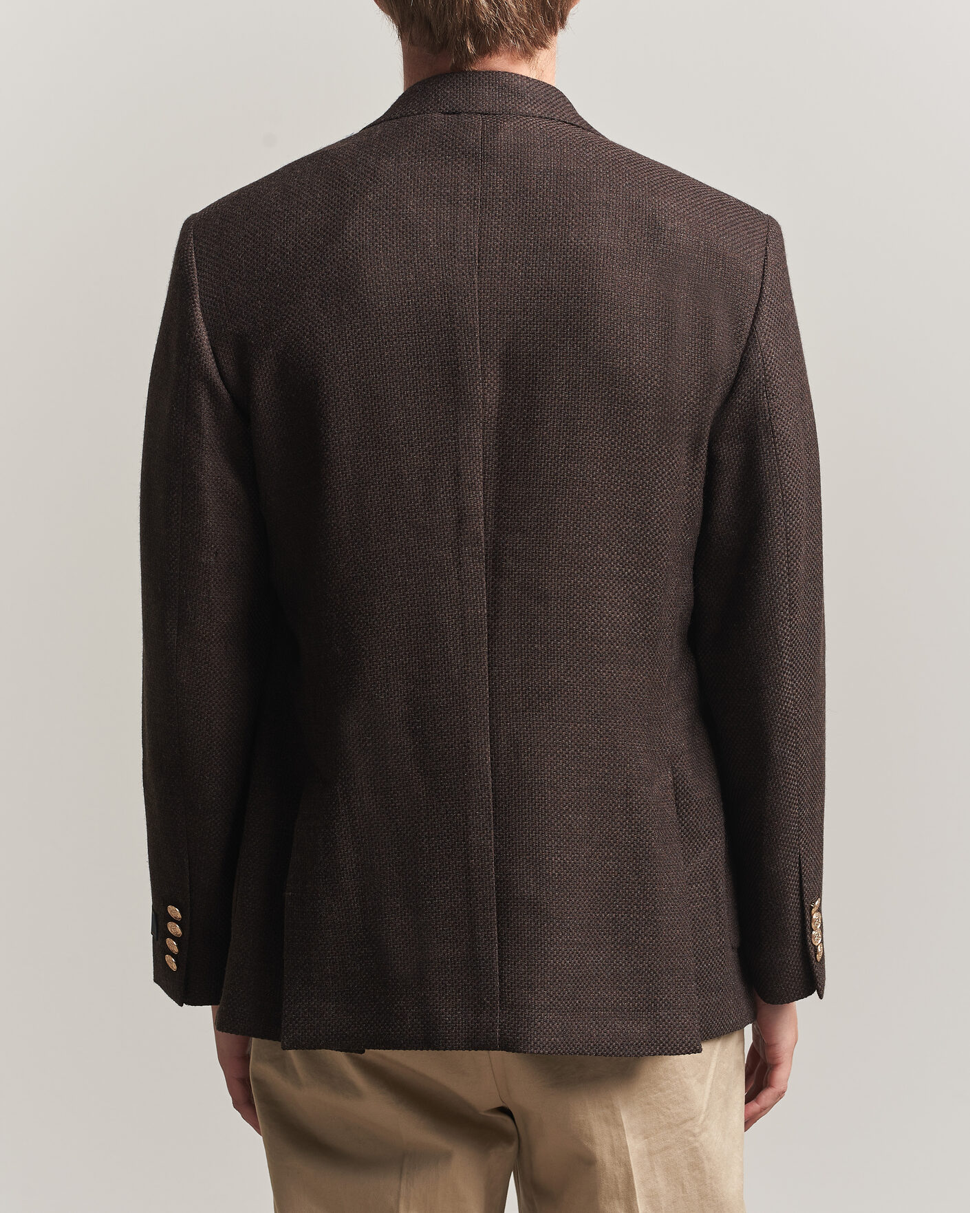 Herre | Dressjakker | Gant | Wool Textured Double Breasted Blazer Black Brown