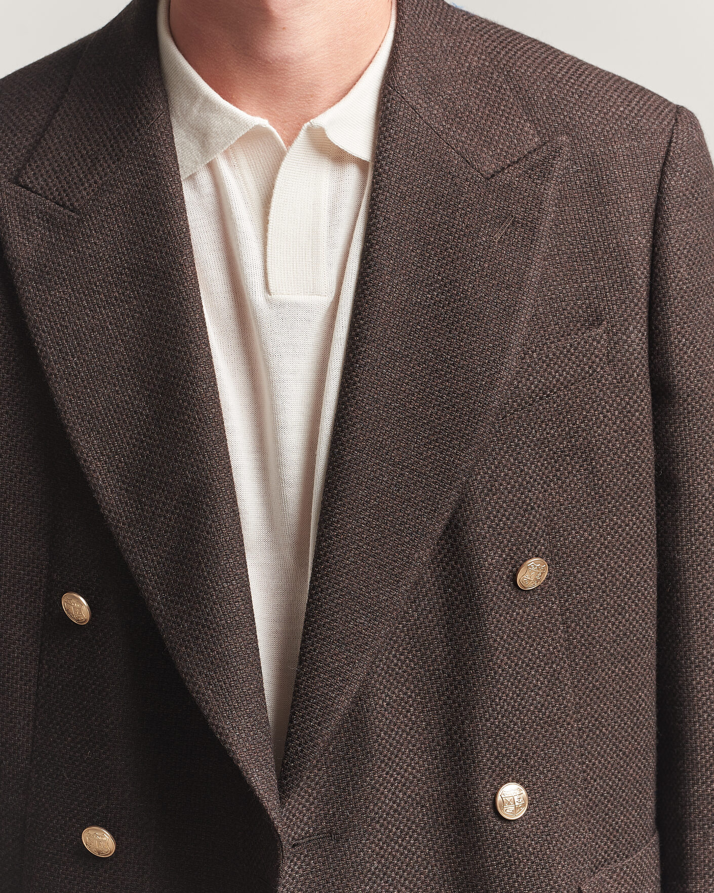 Herre | Dressjakker | Gant | Wool Textured Double Breasted Blazer Black Brown