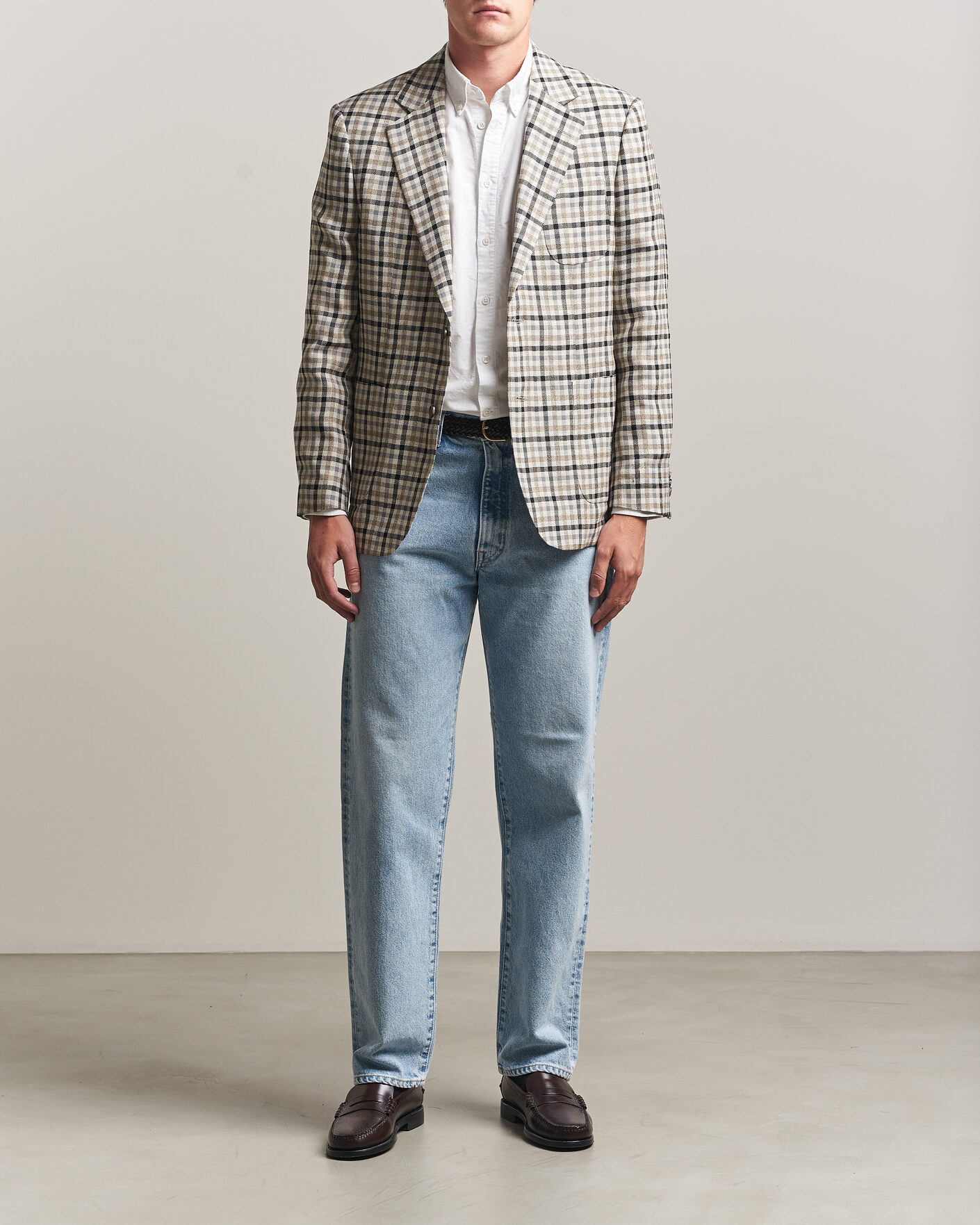 Herre | Dressjakker | Gant | Wool/Linen Checked Blazer Cream