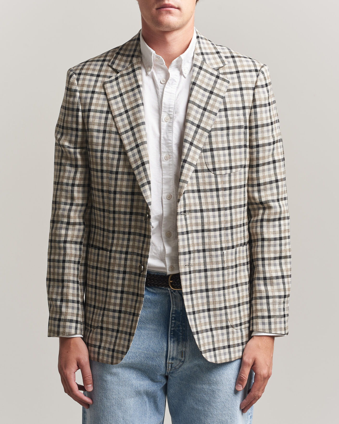Herre | Dressjakker | Gant | Wool/Linen Checked Blazer Cream