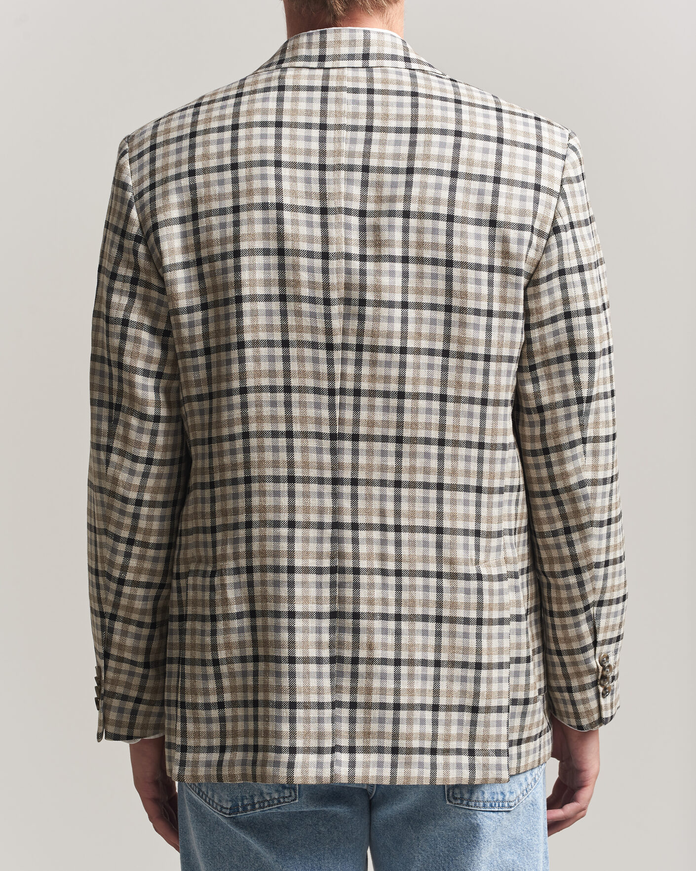 Herre | Dressjakker | Gant | Wool/Linen Checked Blazer Cream