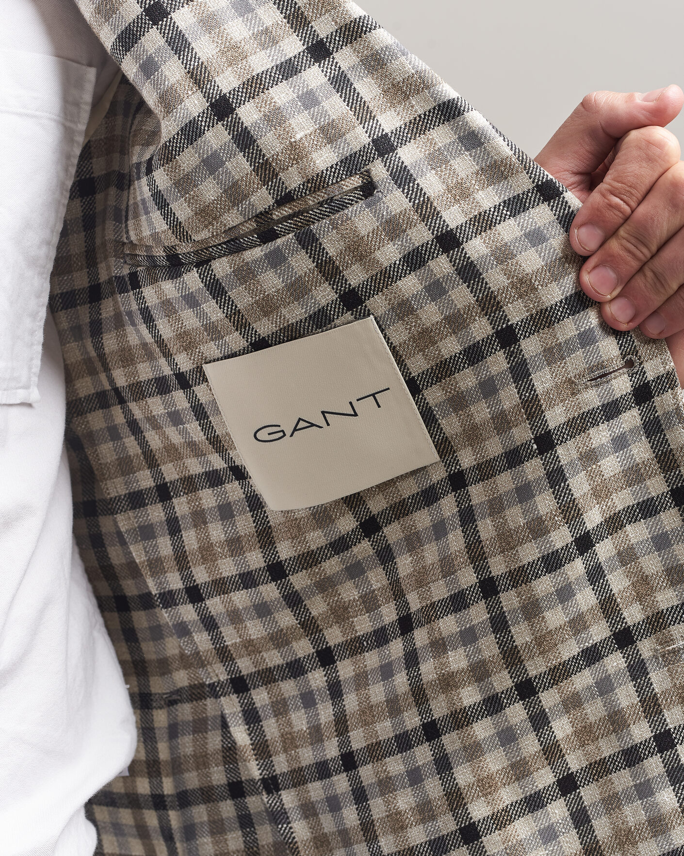Herre | Dressjakker | Gant | Wool/Linen Checked Blazer Cream