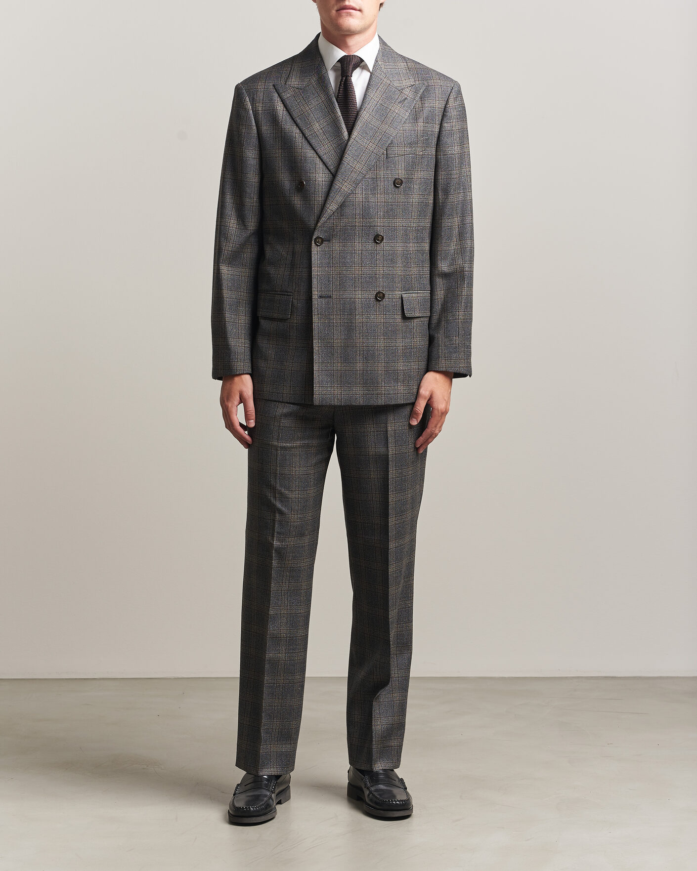 Herre | Dressjakker | Gant | Wool Glencheck Double Breasted Blazer Ceramic Grey